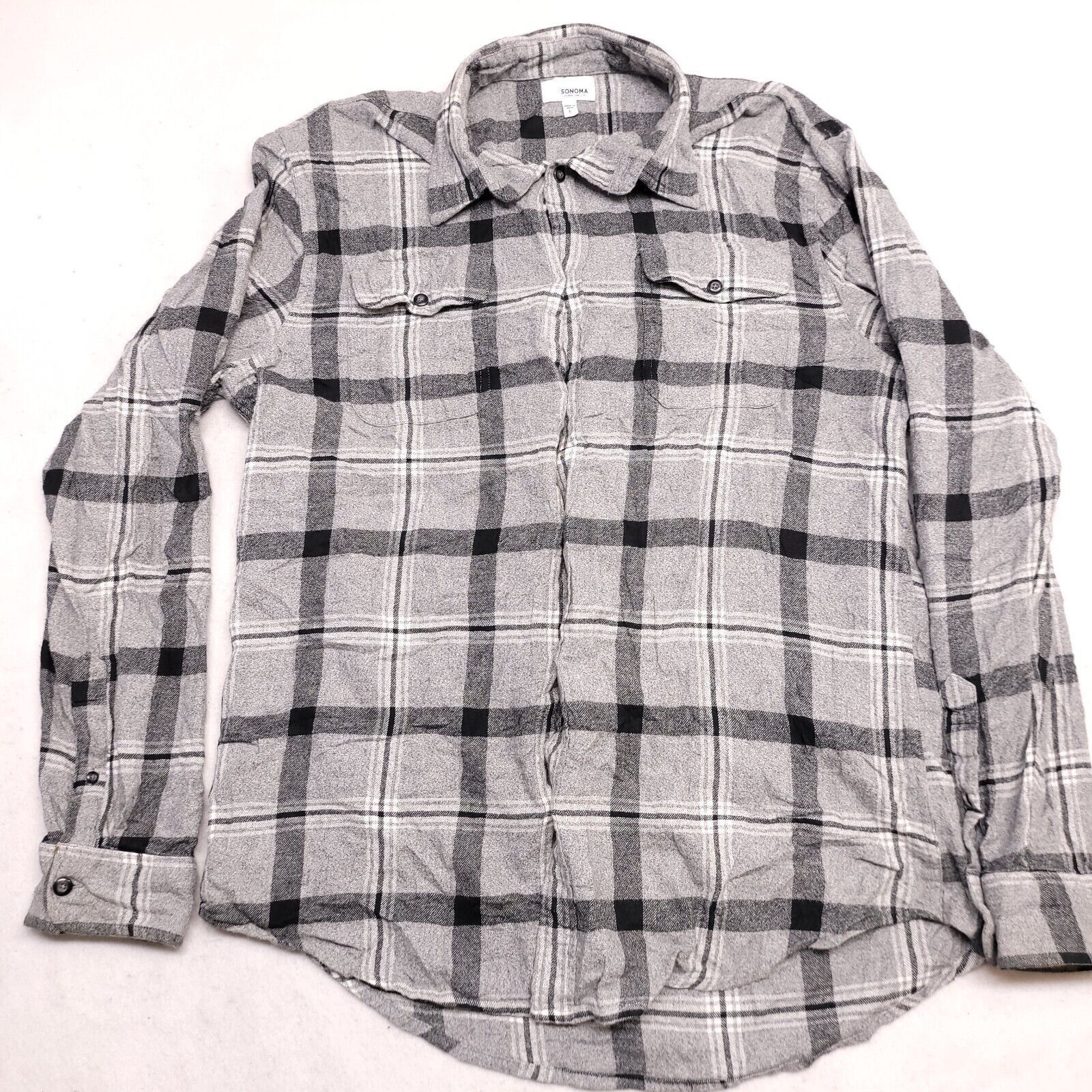 Sonoma Sonoma Windowpane Flannel Shirt Mens Size Large L Gray Size US L / EU 52-54 / 3 - 2 Thumbnail