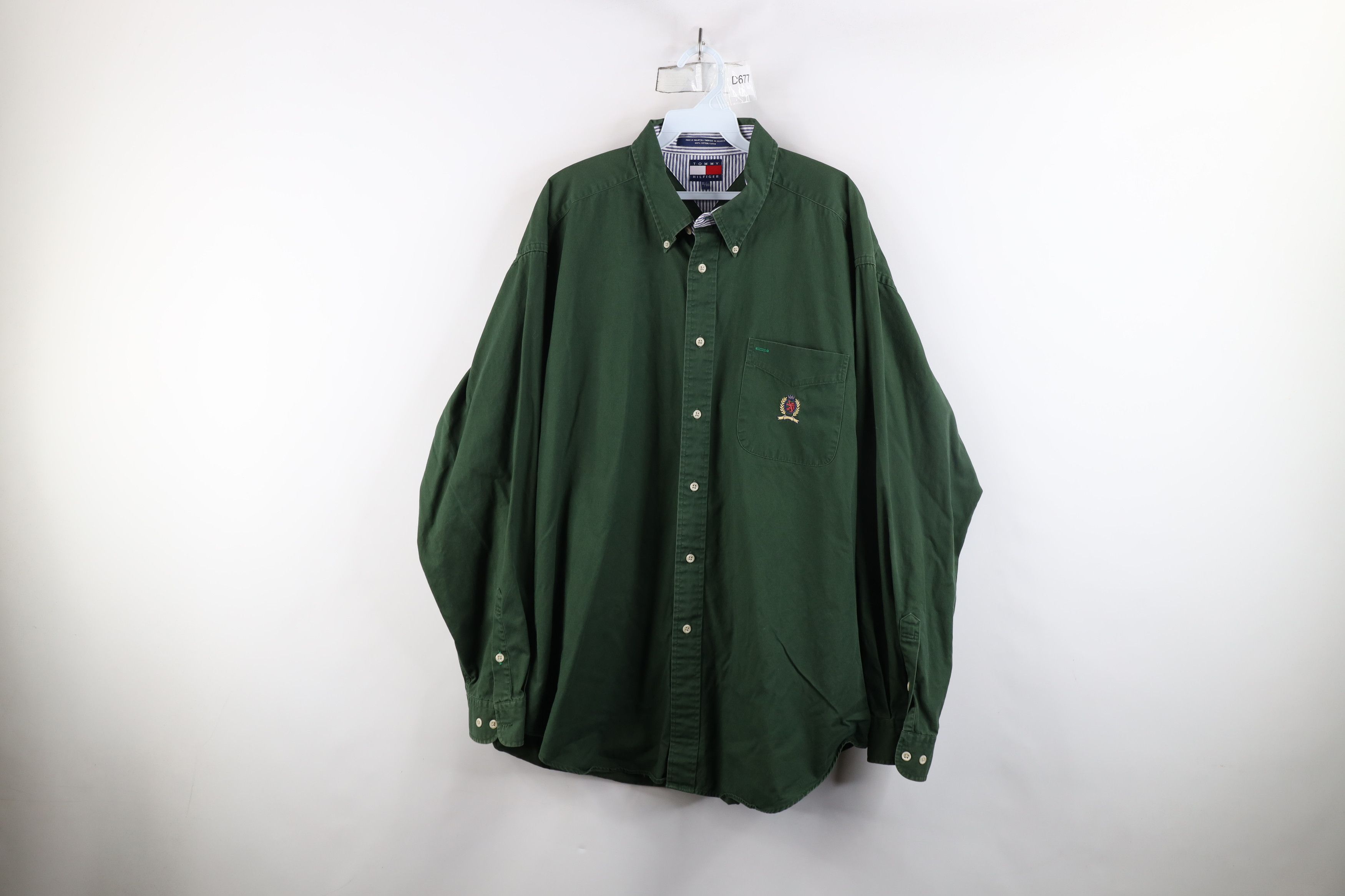 Tommy Hilfiger × Vintage Vintage 90s Tommy Hilfiger Collared Button Down Shirt Green Size US XL / EU 56 / 4 - 1 Thumbnail