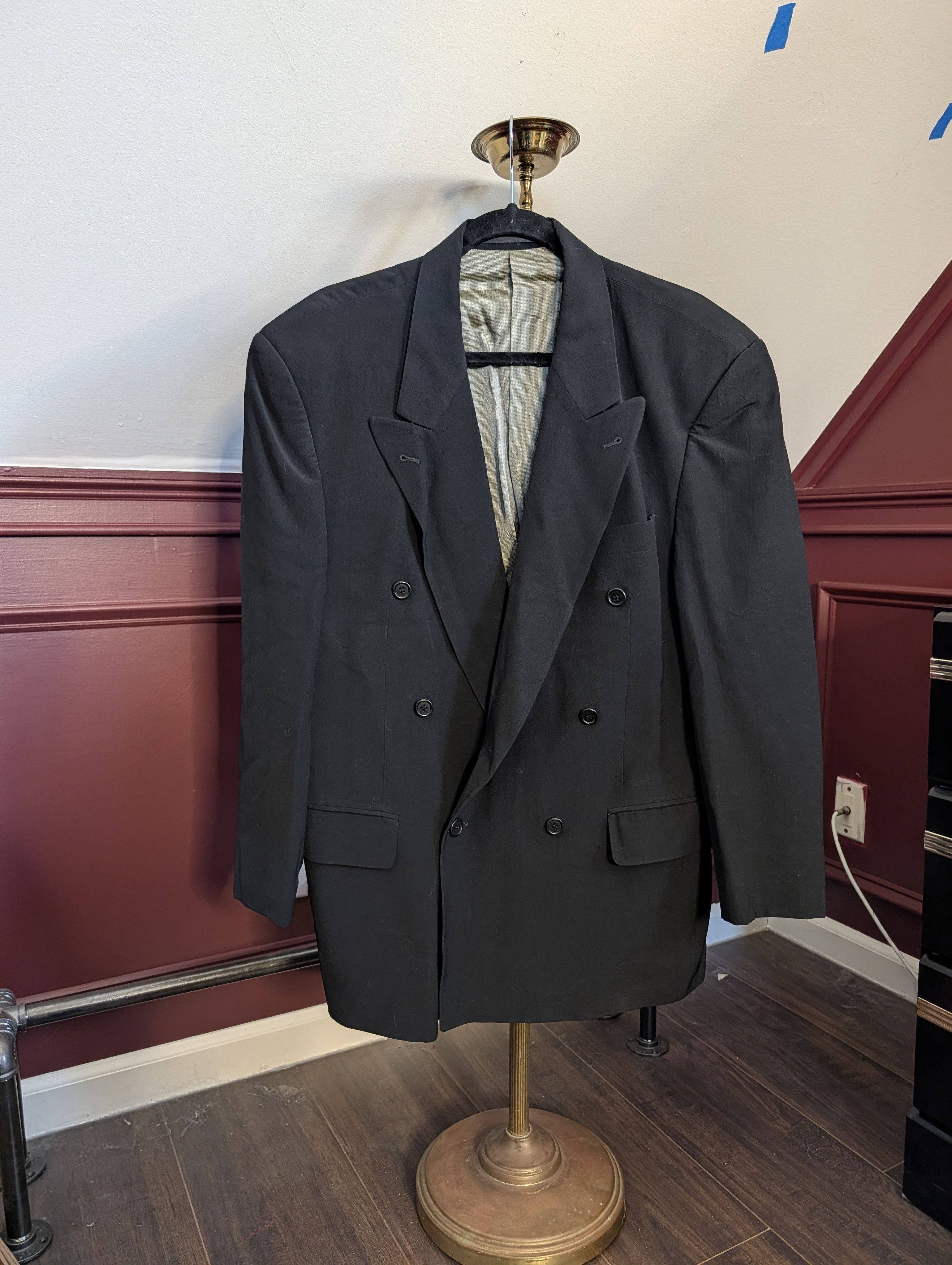 Other RENE LEZARD black double breasted blazer textured VTG Size 42S - 1 Thumbnail