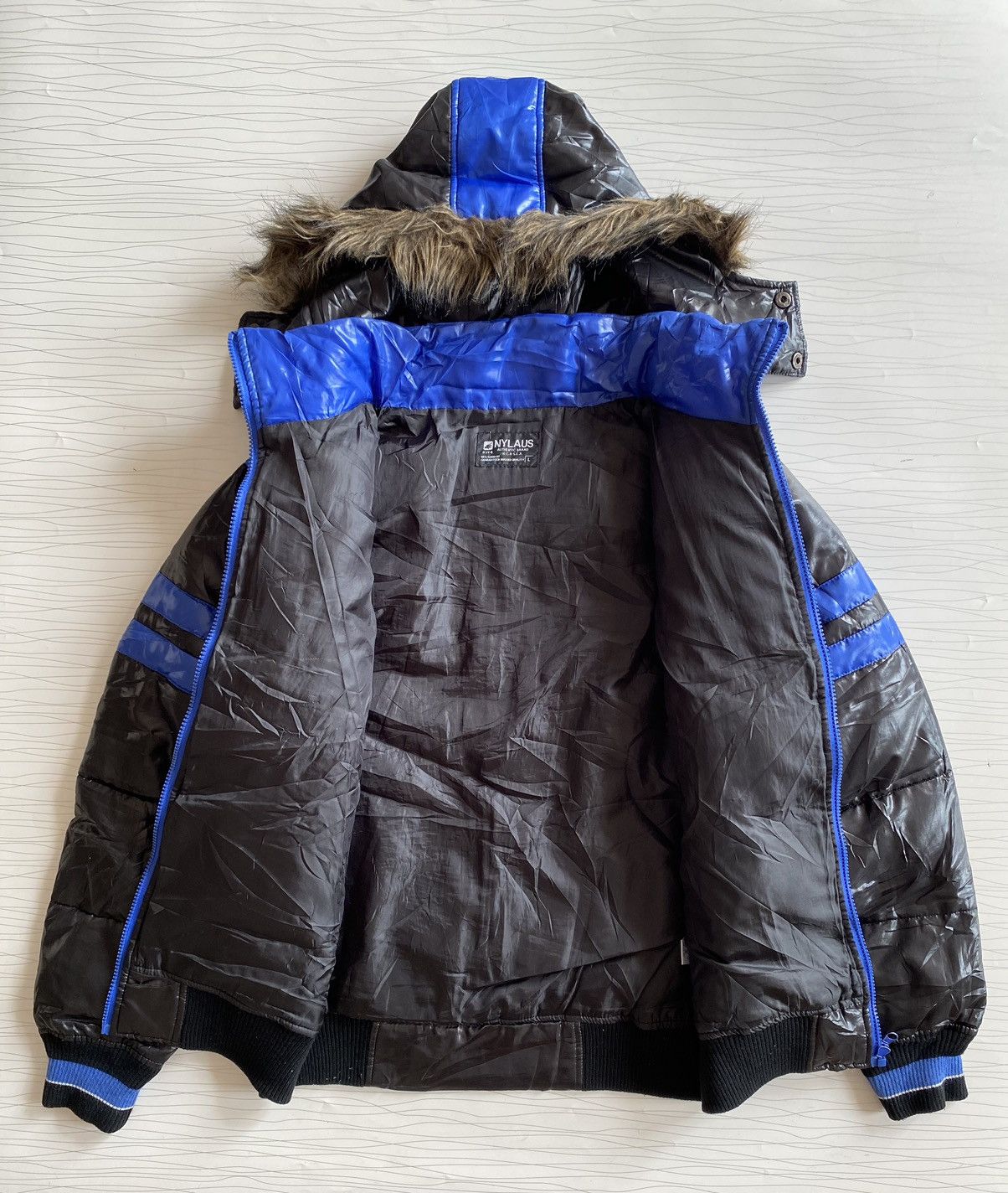 If Six Was Nine × Japanese Brand × Le Grande Bleu (L.G.B.) NYLAUS FAUX FUR HOODIE PUFFER JACKET Size US L / EU 52-54 / 3 - 18 Thumbnail