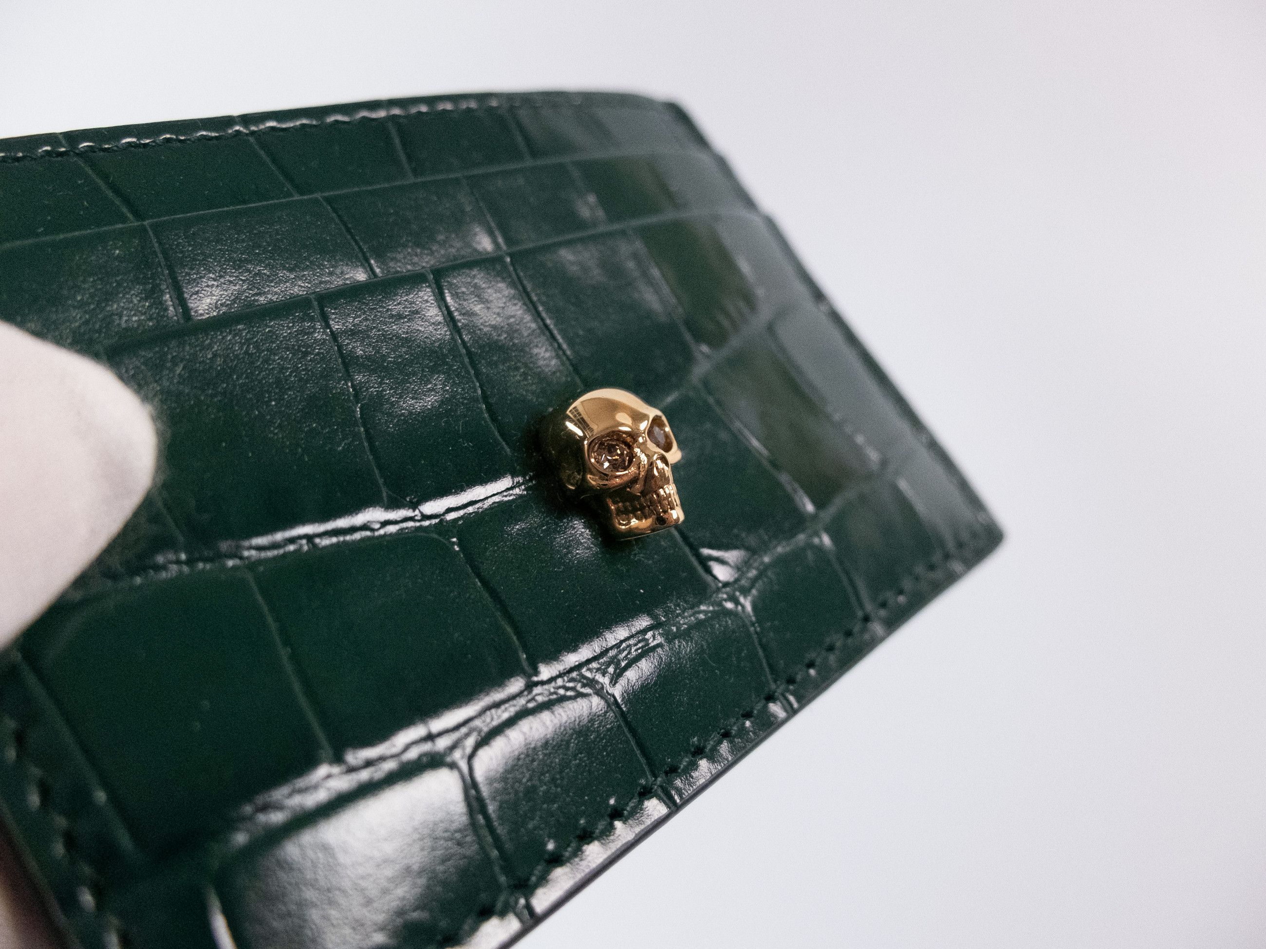Alexander McQueen ALEXANDER MCQUEEN Skull green croc effect card holder q Size ONE SIZE - 2 Thumbnail