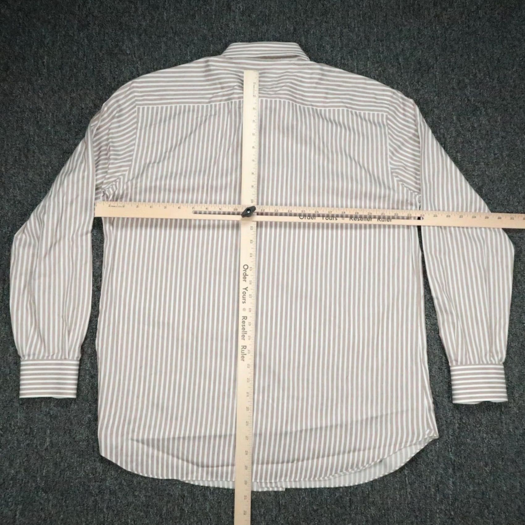 Brioni Brioni Shirt Men XL 17.5 Brown White Striped Long Sleeve Button Up Dress Shirt Vintage: No Size US XL / EU 56 / 4 - 7 Thumbnail