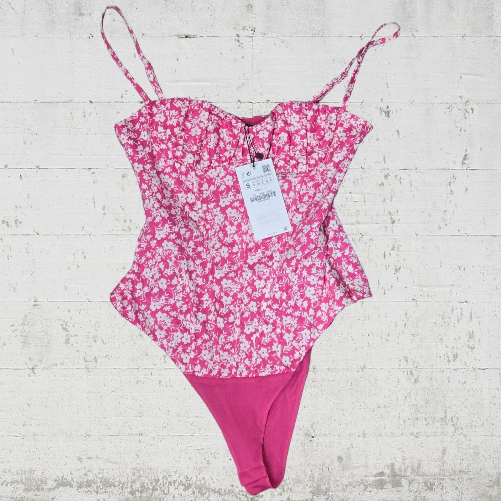 Zara Zara Pink Floral Corset Bodysuit Size Small Size S / US 4 / IT 40 - 4 Thumbnail