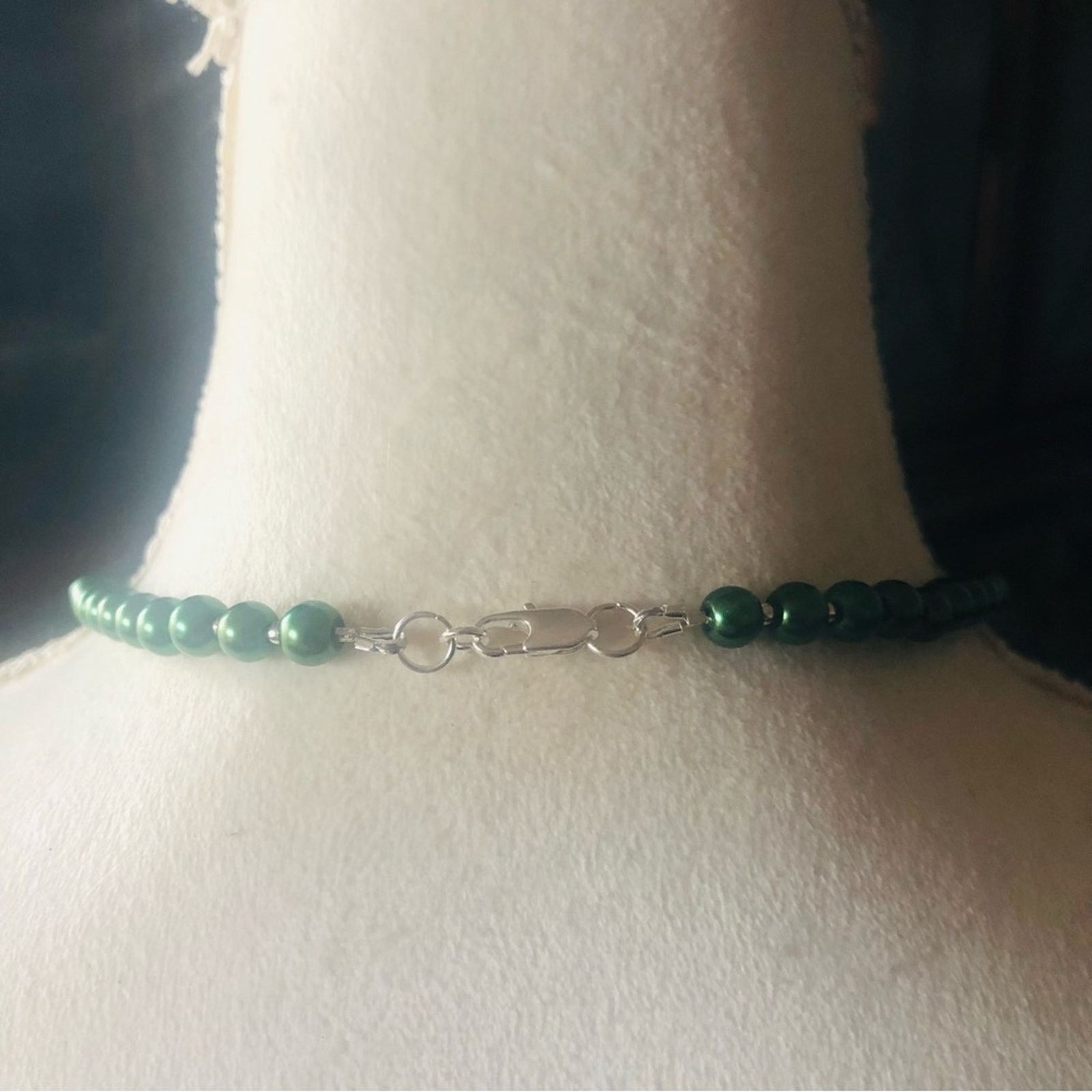Handmade Handcrafted repurpose faceted peridot crystal Pearl necklac Size ONE SIZE - 7 Thumbnail