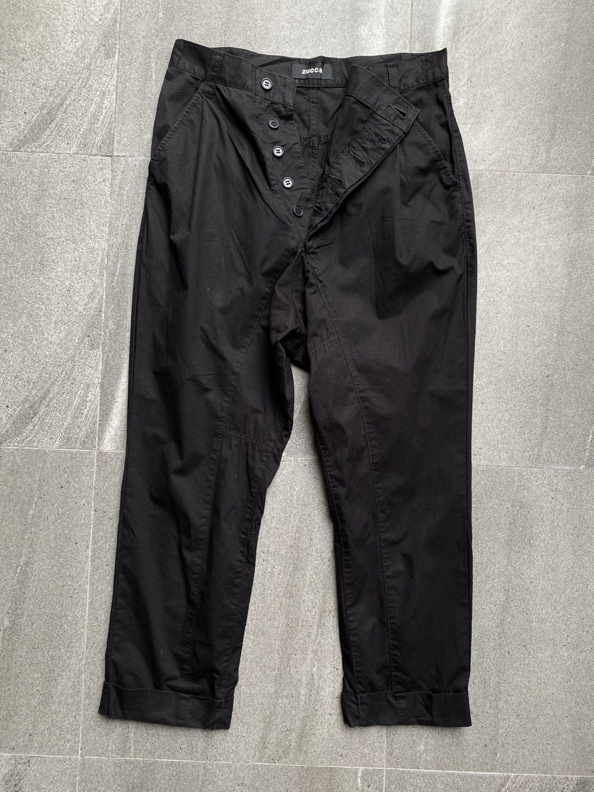 Issey Miyake ZUCCa Black Button Fly Pants / Issey Miyake Group Size US 29 - 2 Thumbnail