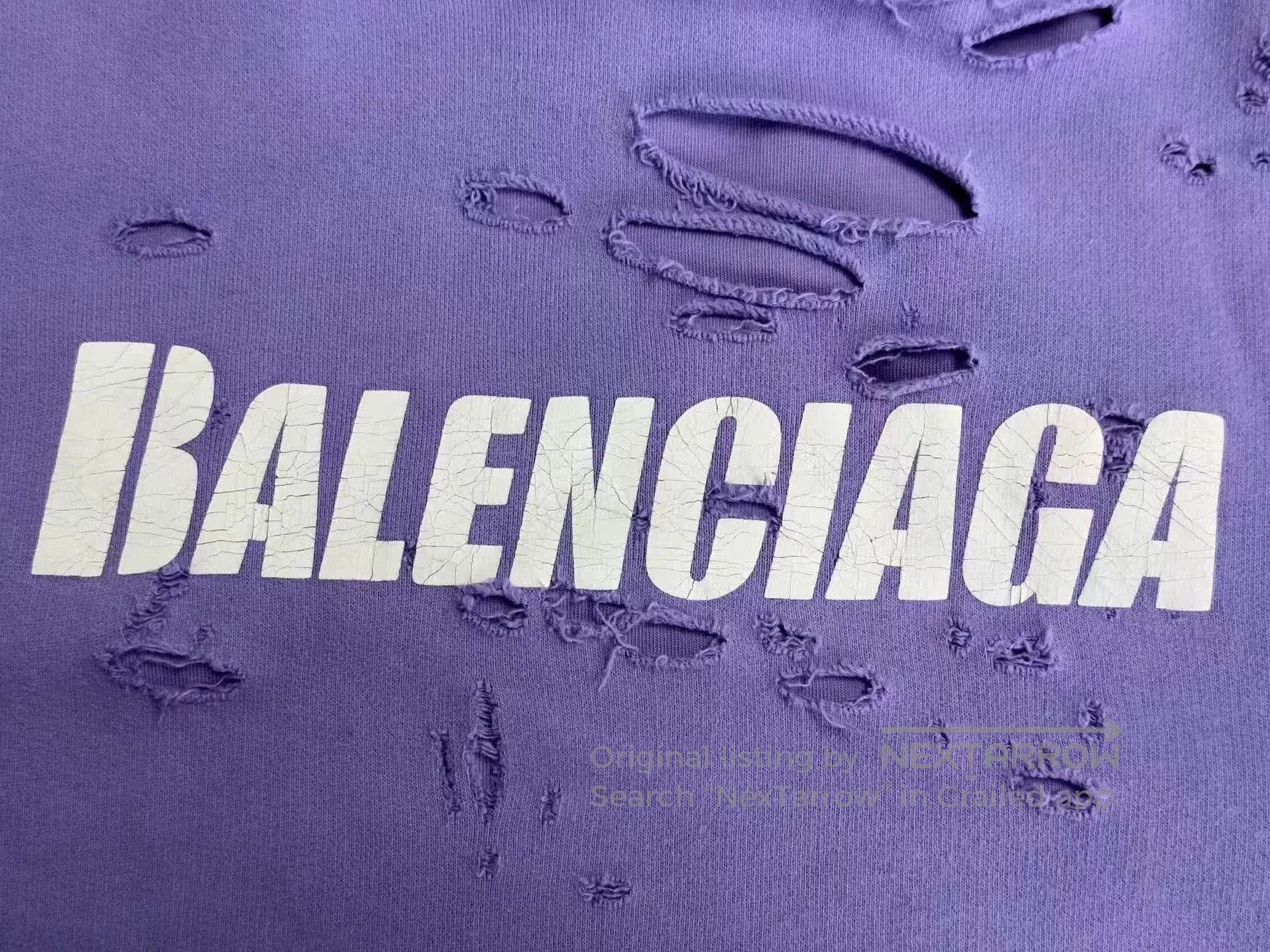 Balenciaga Balenciaga Logo Print Distressed Hoodie. Size XS / US 0-2 / IT 36-38 - 3 Thumbnail