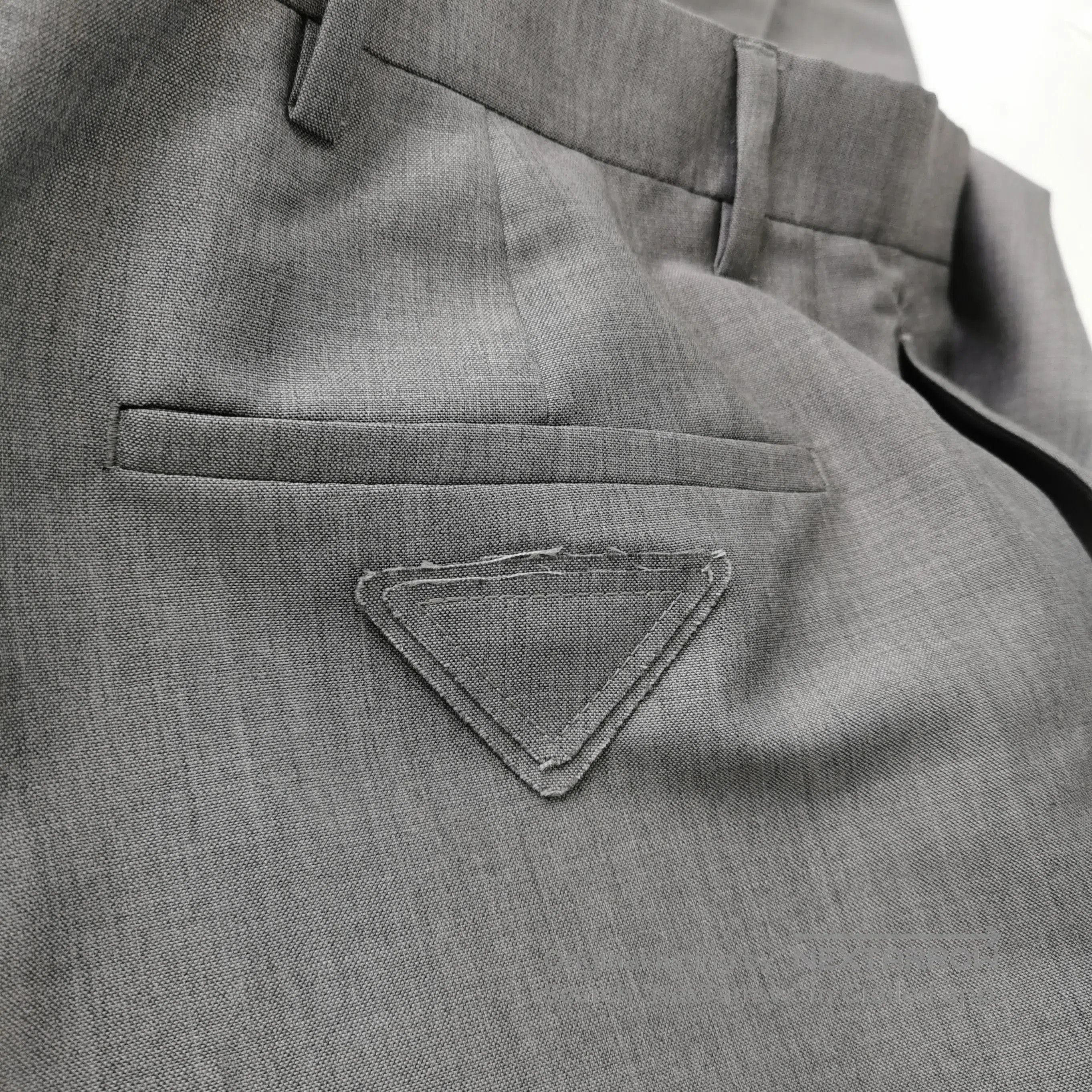 Prada Prada Gray Wool Blend Pants with Triangle Logo . Size 37" - 3 Thumbnail