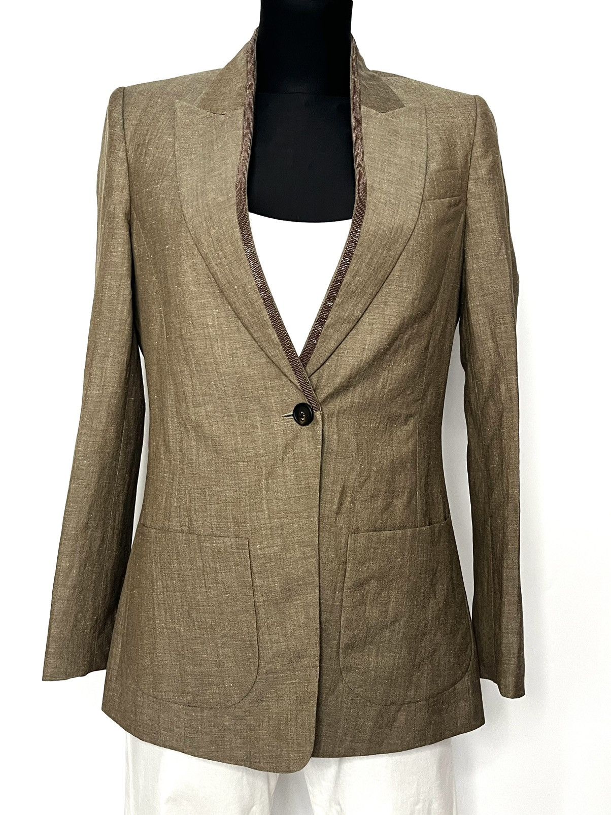 Brunello Cucinelli Italian premium brand jacket made of virgin wool and linen Size M / US 6-8 / IT 42-44 - 1 Thumbnail