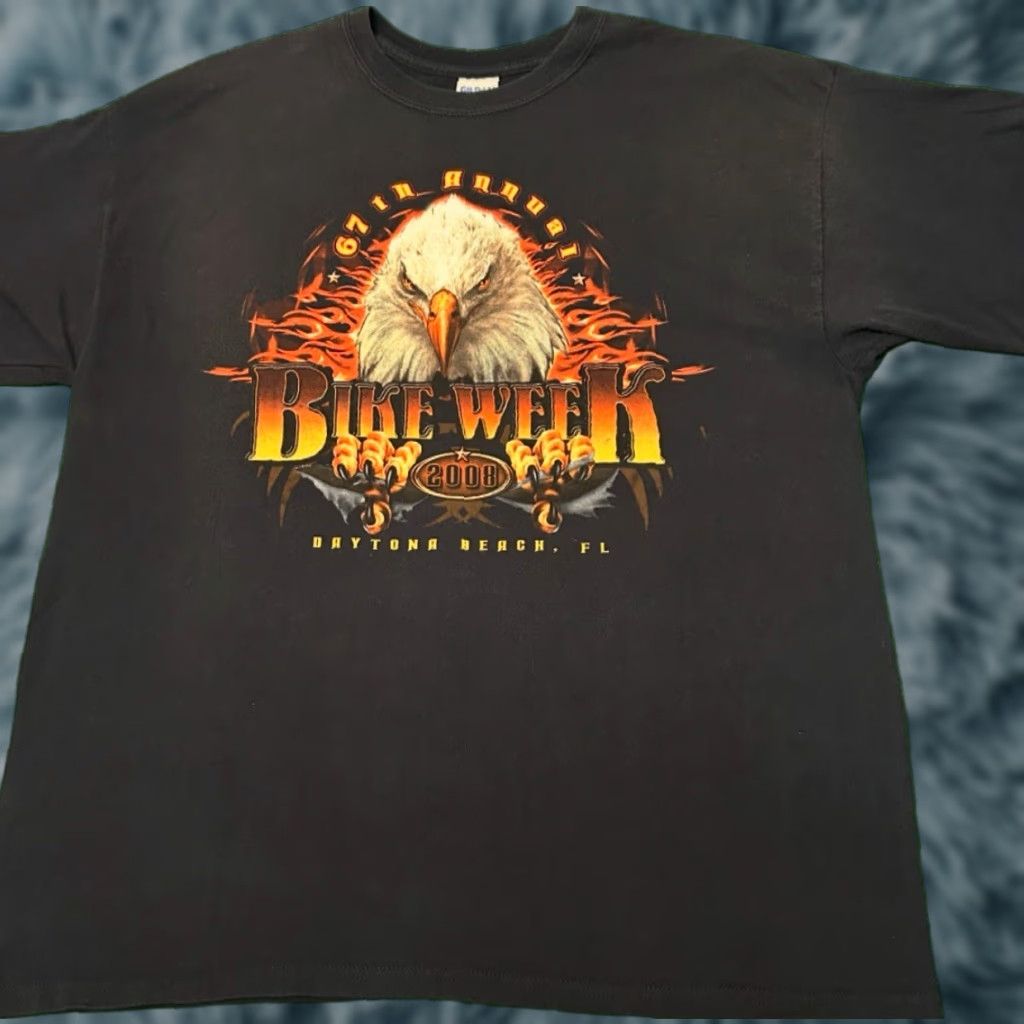 Vintage VINTAGE Y2K Bike Week Daytona Beach 2008 Biker Flames Eagle VTG Shirt Mens XL Size US XL / EU 56 / 4 - 1 Thumbnail
