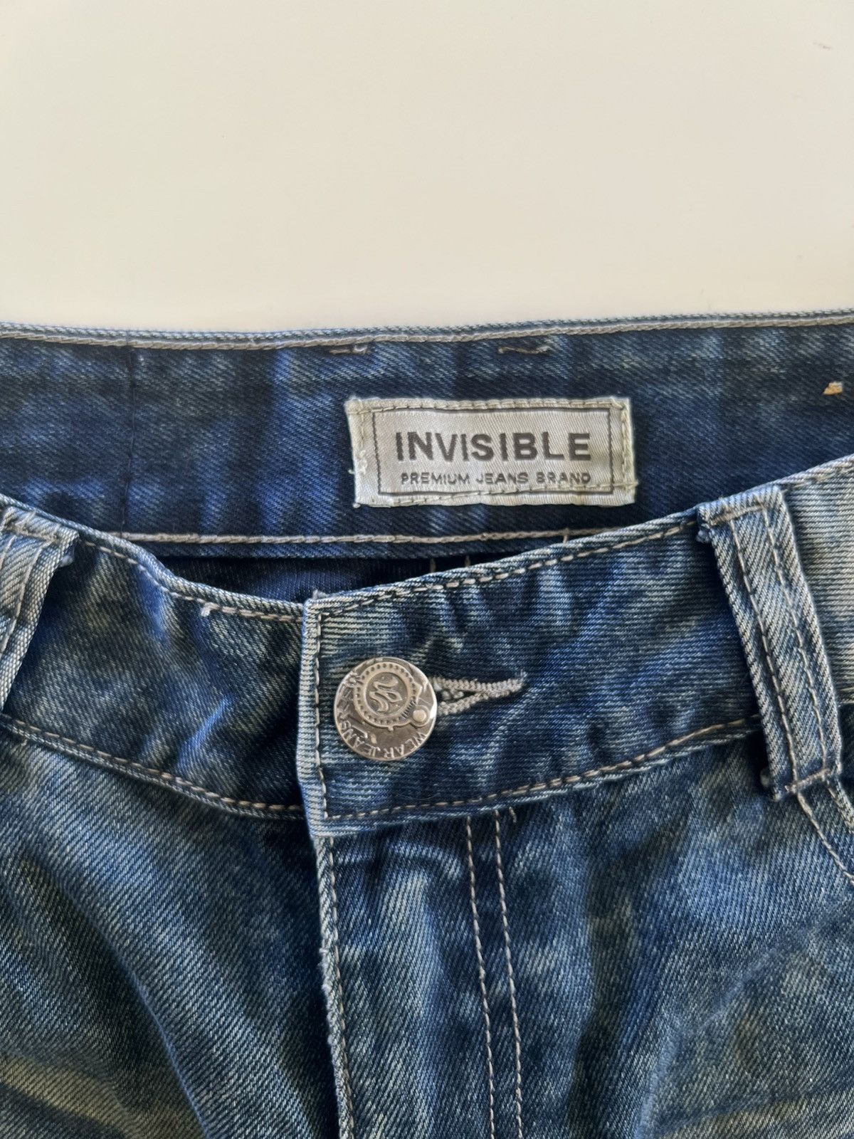Japanese Brand Vintage Invisible Distress Denim Jeans Size 32" Size US 32 / EU 48 - 5 Thumbnail