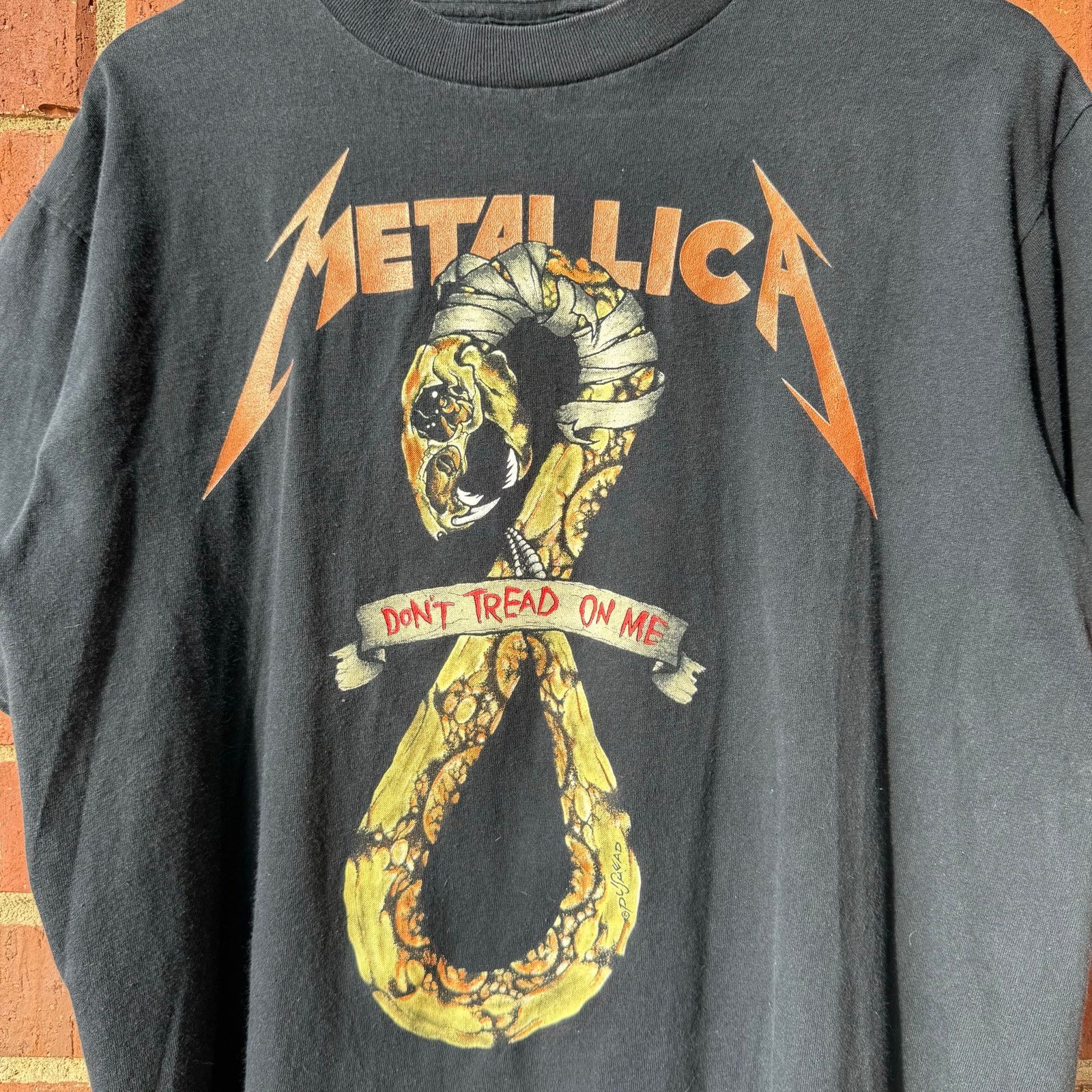Metallica Vintage 90s Metallica “Don’t Tread On Me” Black T-Shirt Size US L / EU 52-54 / 3 - 7 Thumbnail