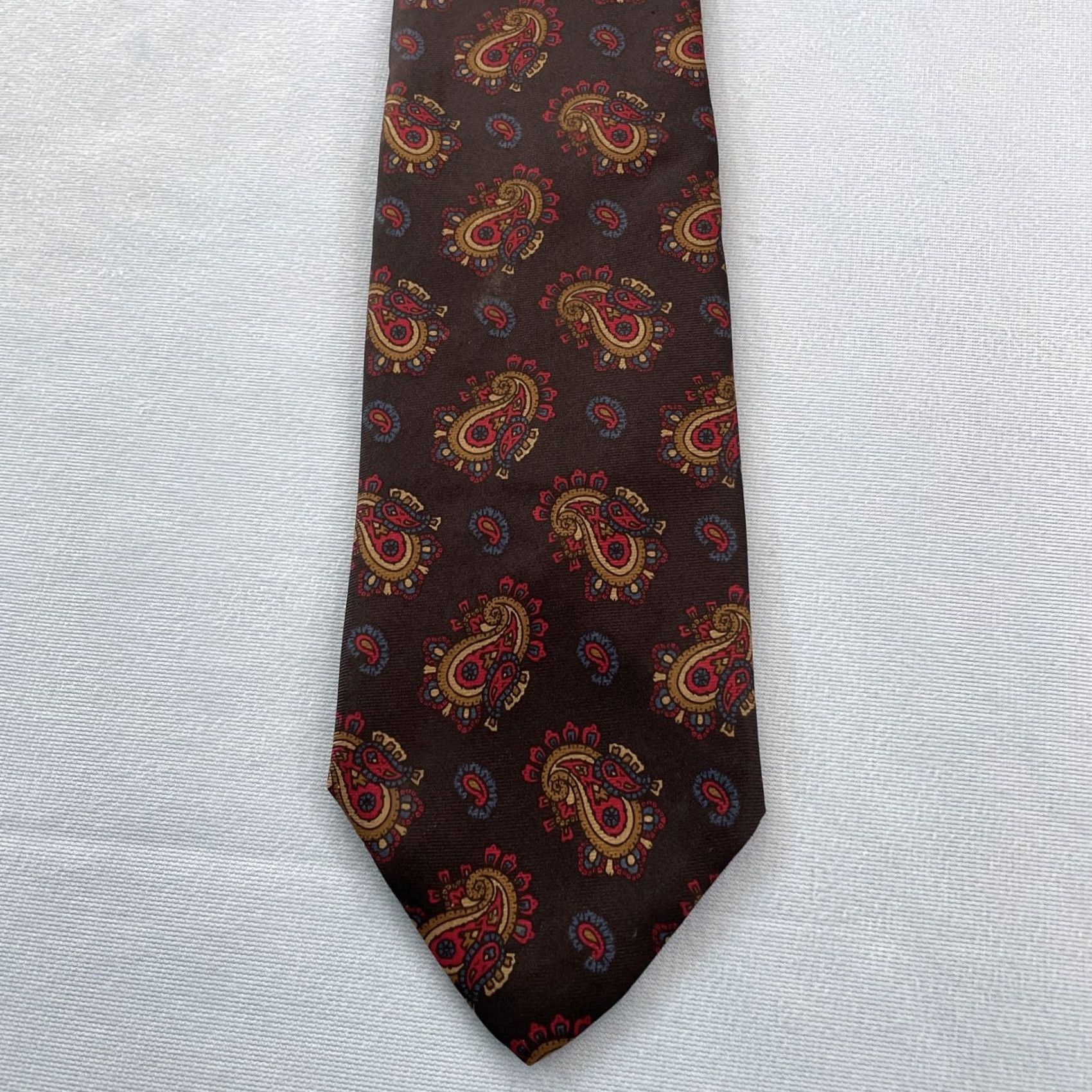 Brooks Brothers VTG Brooks Brothers Makers Silk Tie Deco Teardrop Paisley Black Bronze 1960s USA Mens Neckwear 60" 3.2" Wide Paisley Size ONE SIZE - 7 Thumbnail