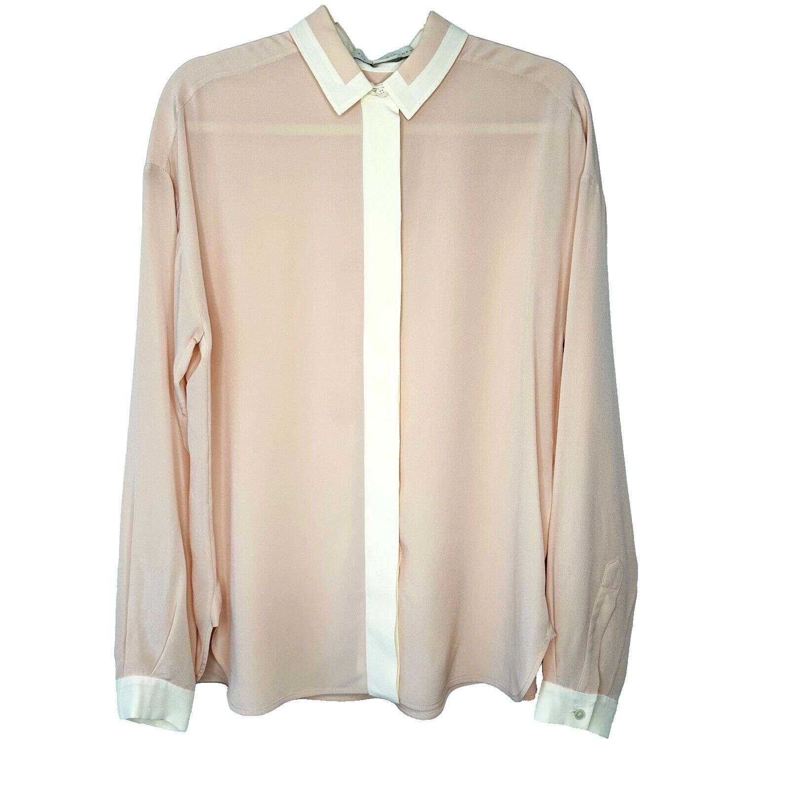 Stella McCartney Stella McCartney Peach Silk Blouse Cream Collar Button 42 Size XL / US 12-14 / IT 48-50 - 2 Thumbnail
