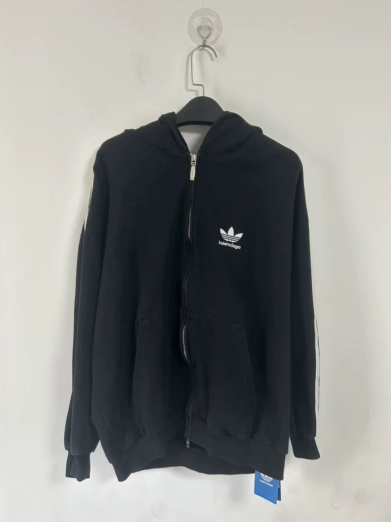 Balenciaga Balenciaga Adidas three-bar hooded zipper sweater Size US S / EU 44-46 / 1 - 1 Thumbnail