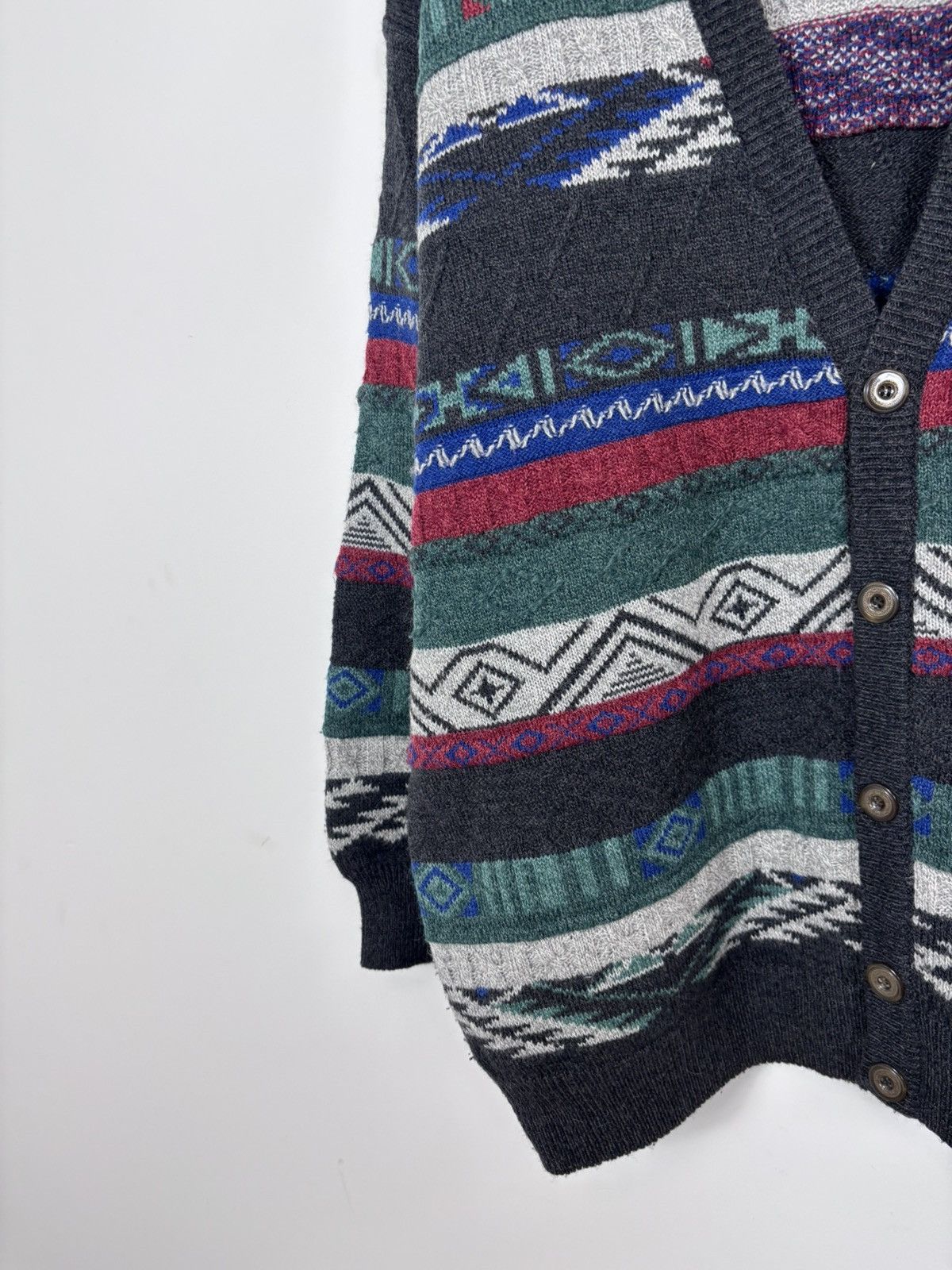 Other Vintage Hans Lettmann Men’s Abstract Knit Cardigan Sweater Size US XL / EU 56 / 4 - 5 Thumbnail