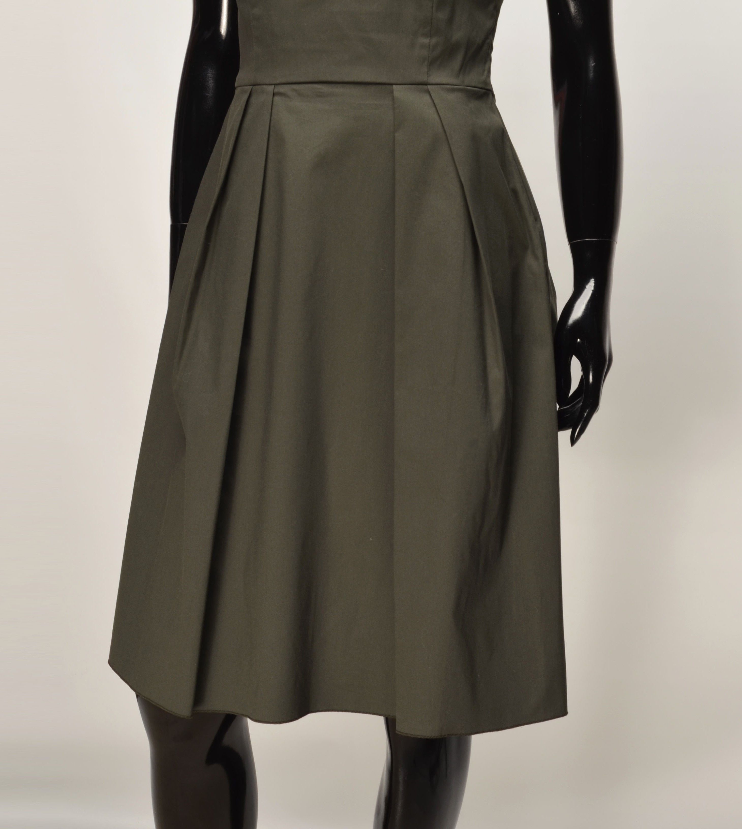 Prada Prada Olive Green A-Line Structured Timeless Dress Size S / US 4 / IT 40 - 3 Thumbnail