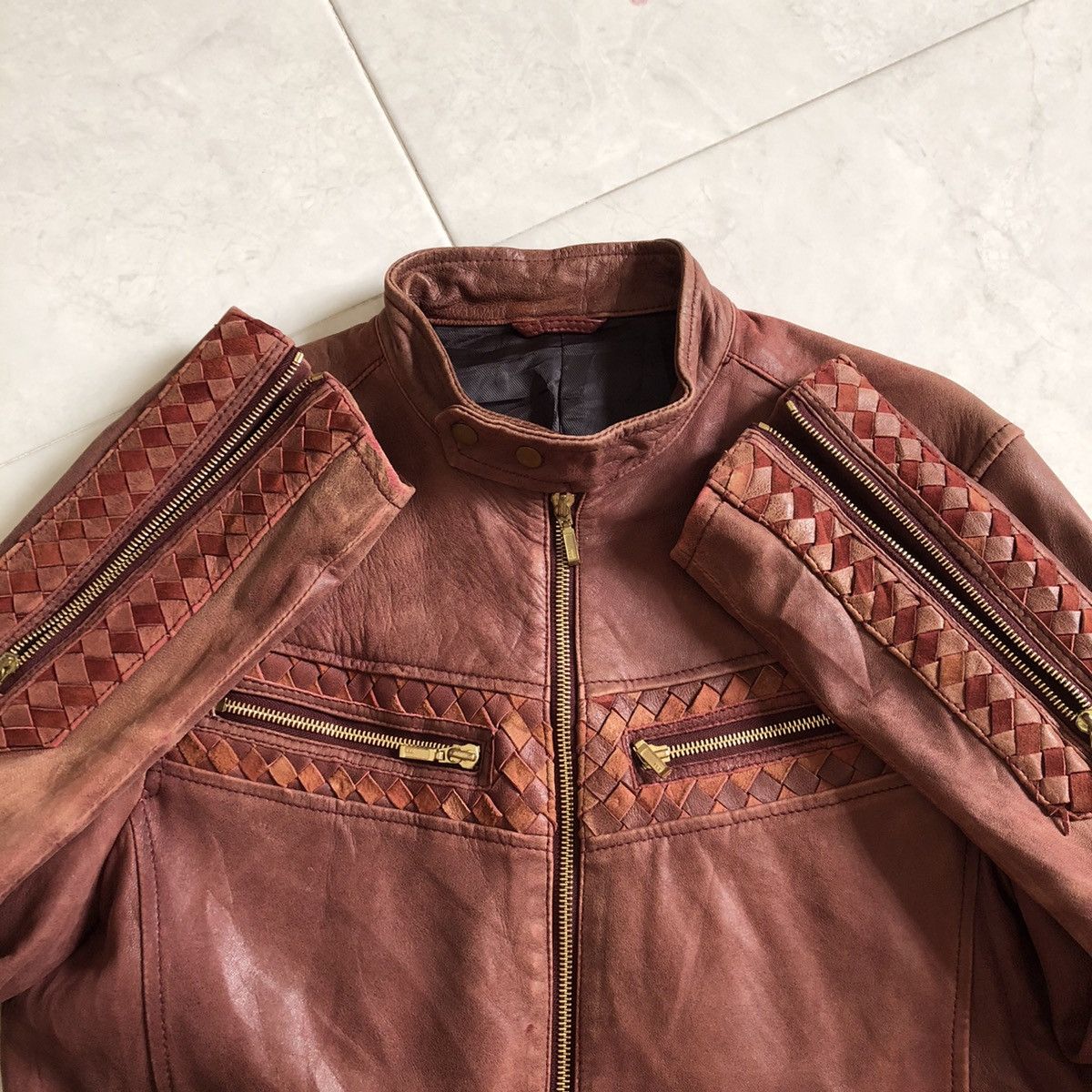 ABAHOUSE ABAHOUSE Zipper Rare Design Leather Jacket Size US L / EU 52-54 / 3 - 9 Thumbnail