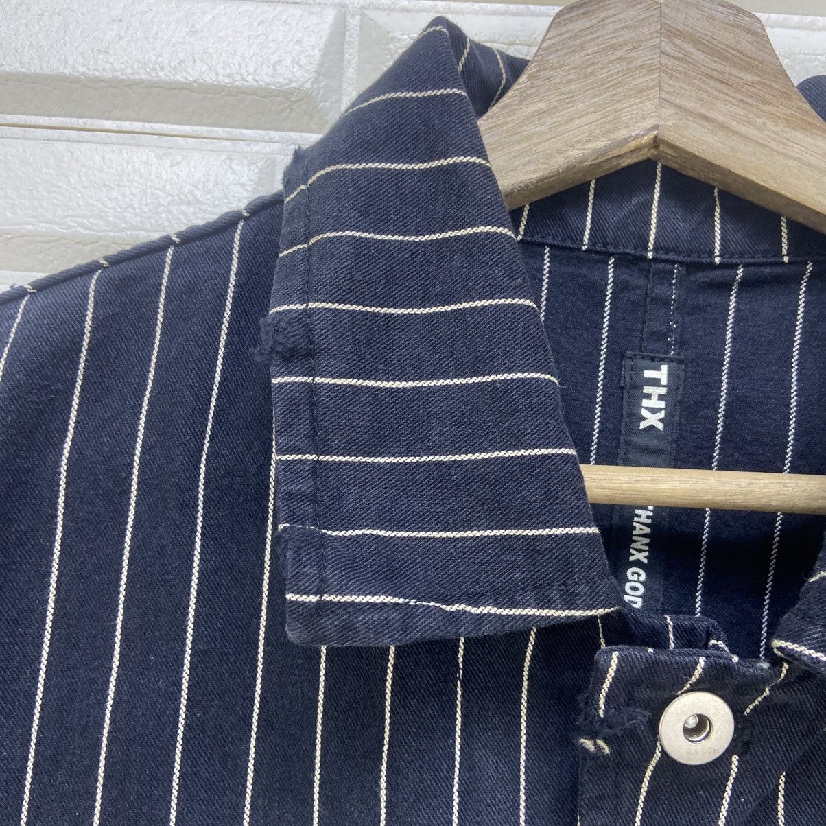 Japanese Brand Japanese Brand Thanx God Stripes Distressed Denim Jacket Size US S / EU 44-46 / 1 - 9 Thumbnail