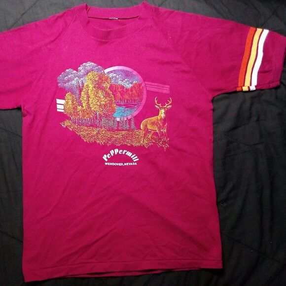 Vintage Vintage 80s Deer Buck Peppermill Nevada Raglan T-Shirt Size US L / EU 52-54 / 3 - 3 Thumbnail
