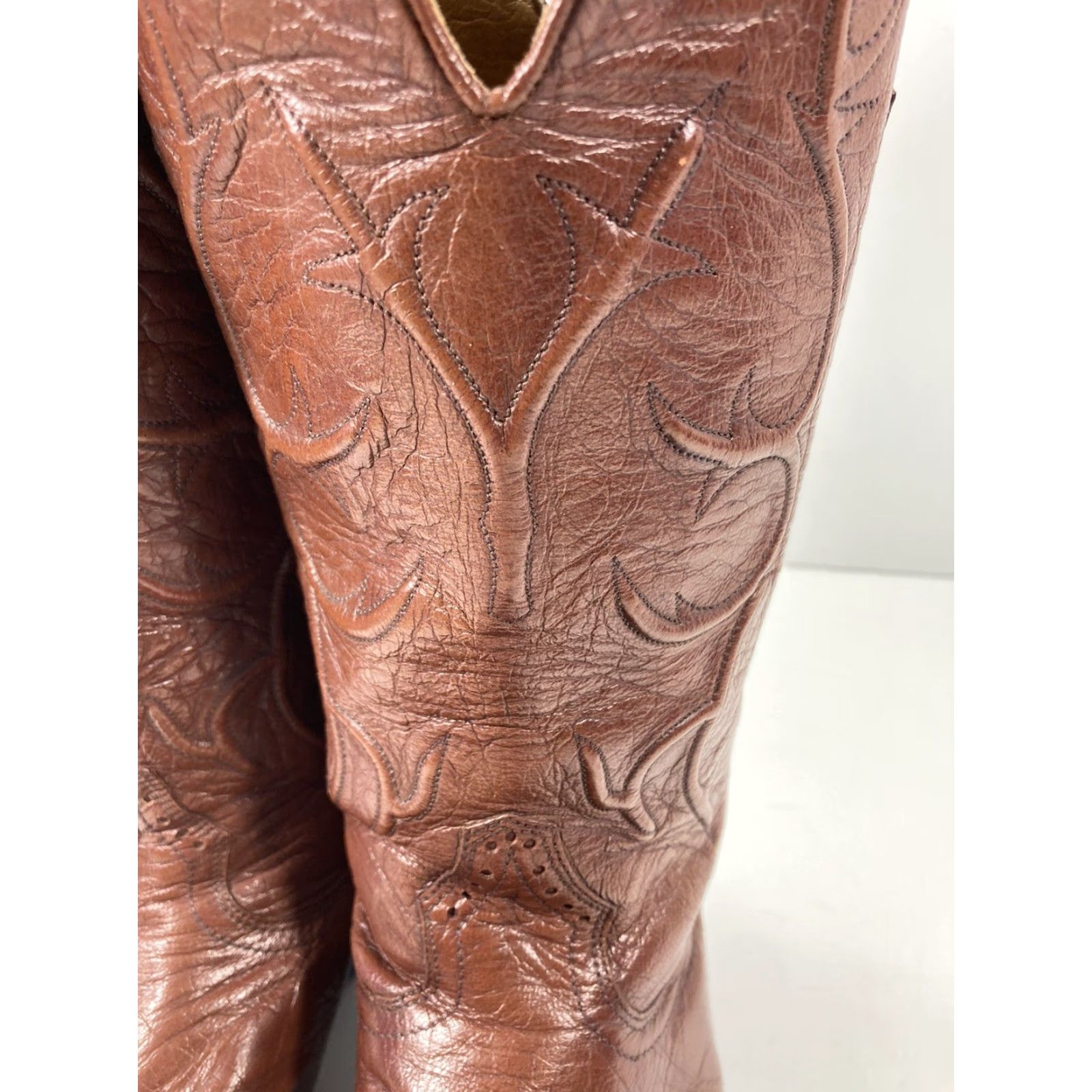 Vintage VINTAGE Chris Romero Boots Men Sz 9 D Brown Leather Pointed Toe New Heels Soles Western Leather Mens Size US 9 / EU 42 - 3 Thumbnail