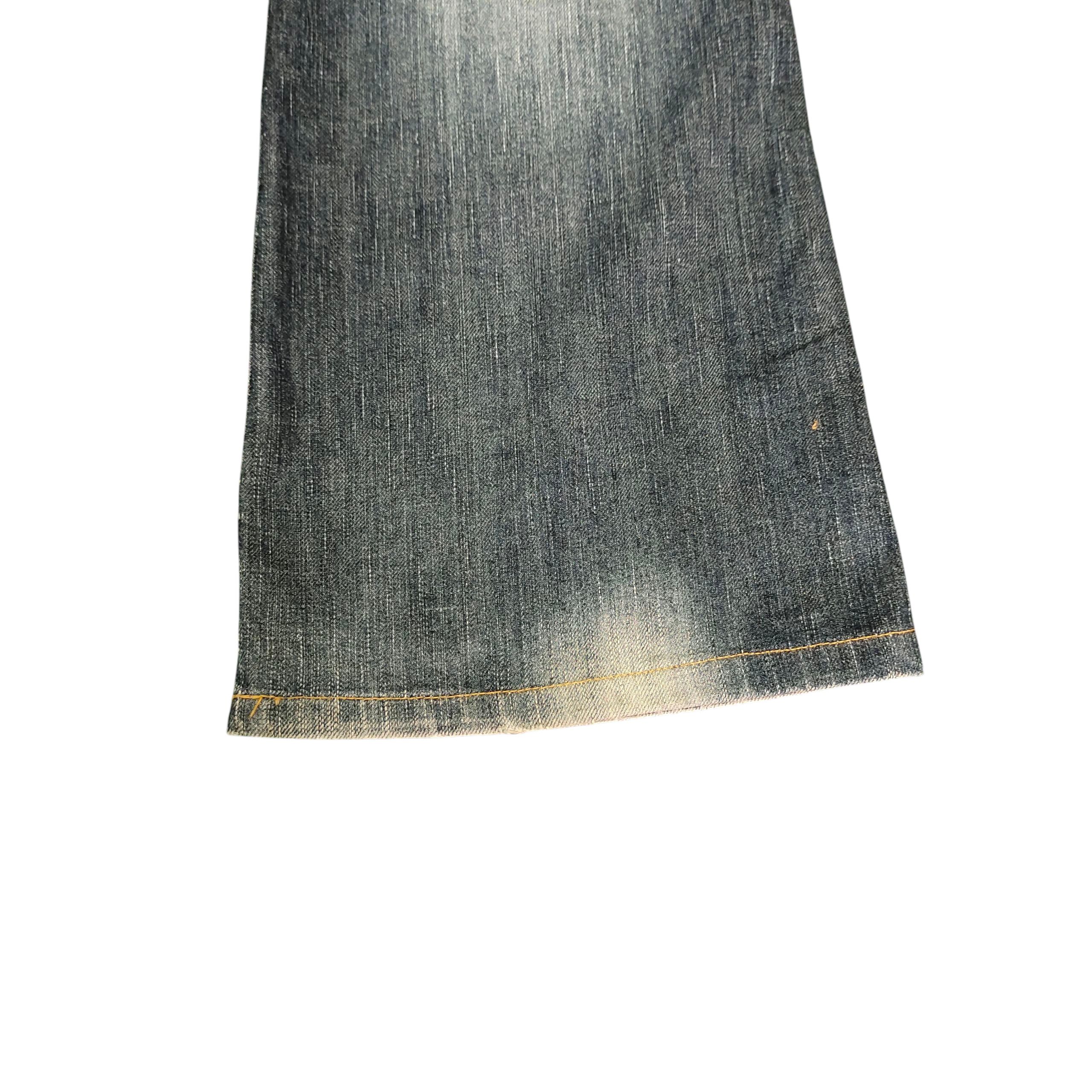 If Six Was Nine Flare Jeans 90s Edwin Cowboy Clawmark Distress Denim Bootcut Size US 33 - 6 Thumbnail