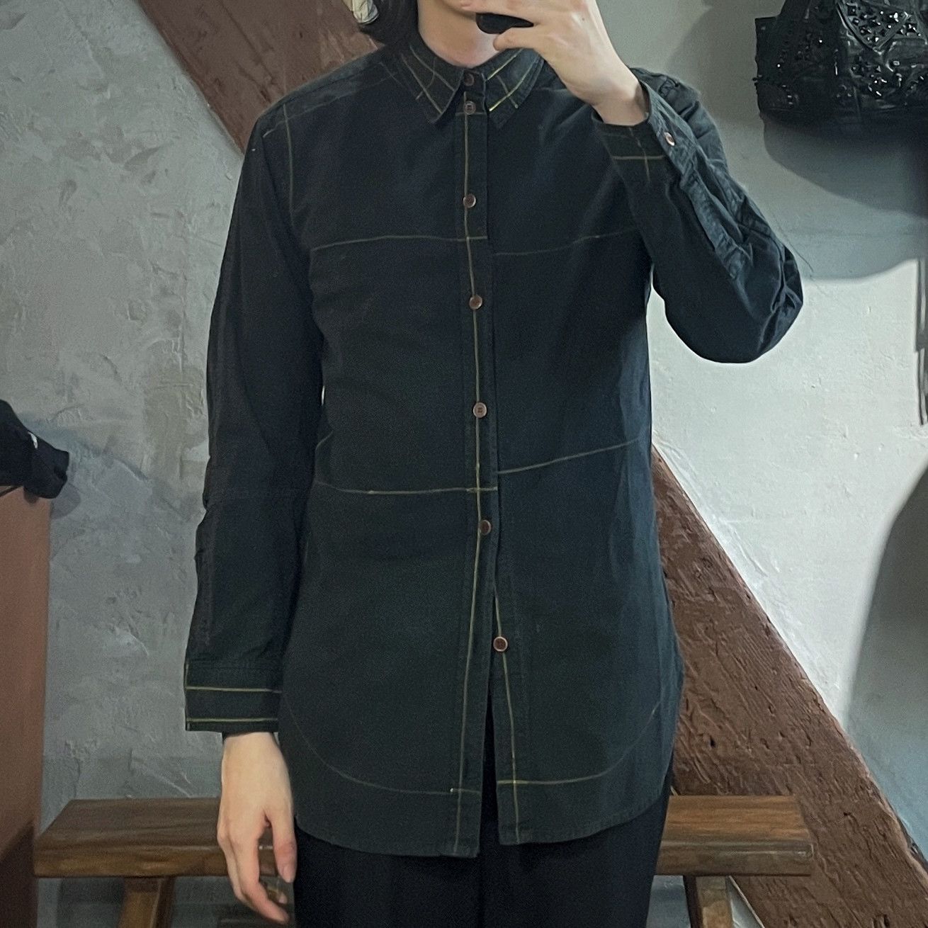 Christopher Nemeth NEMETH Hand-Drawn Stitch Line Printed Shirt Size US M / EU 48-50 / 2 - 2 Thumbnail
