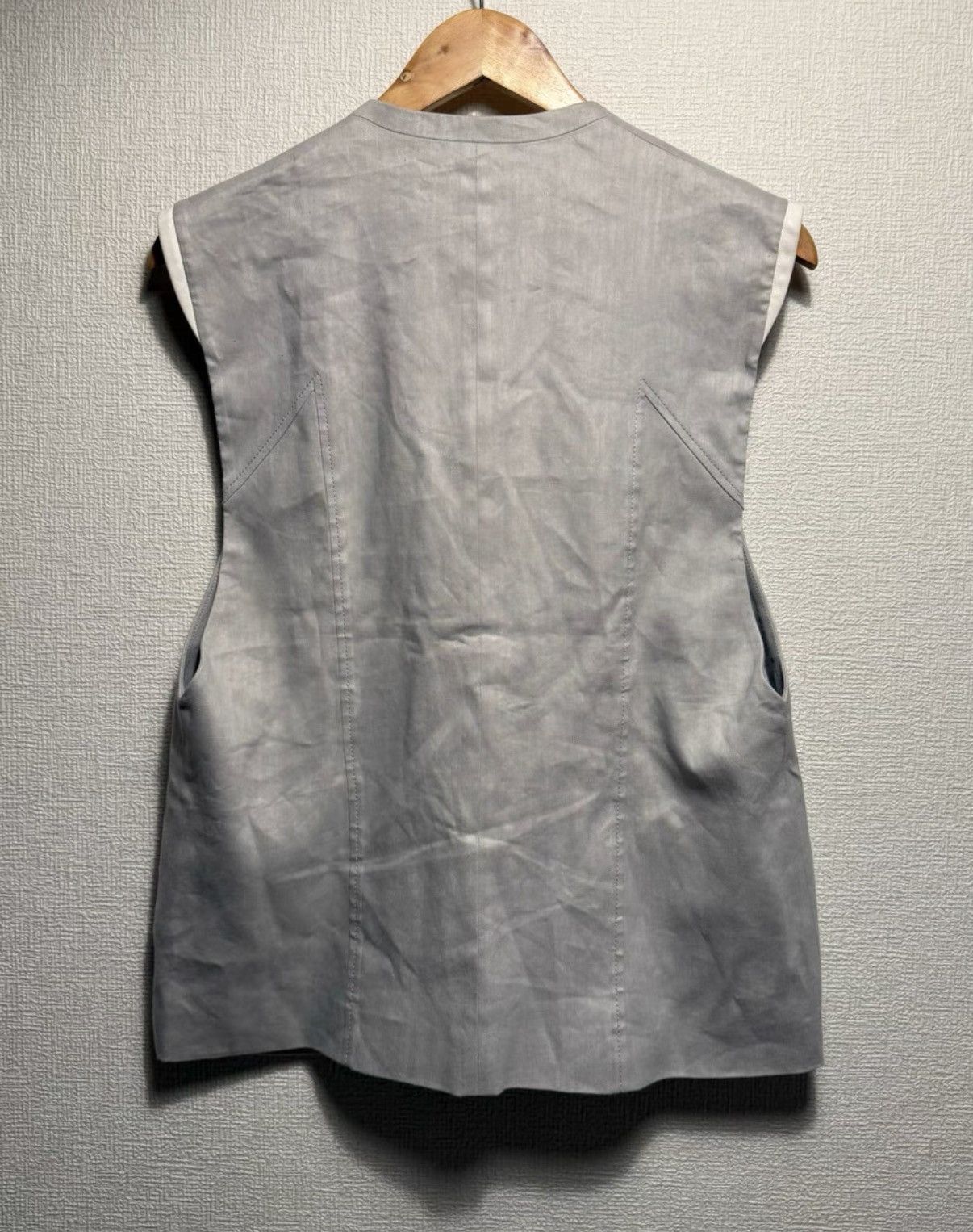 Helmut Lang Helmut Lang Silver Gray Leather Panel Vest K24 Size US L / EU 52-54 / 3 - 5 Thumbnail