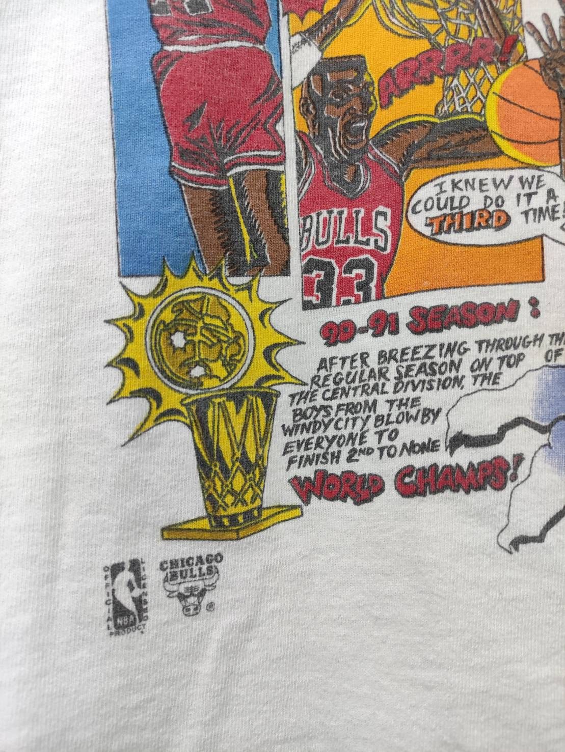 NBA Vtg 90's NBA Chicago Bulls 3 Peat World Champs T-Shirt Size US M / EU 48-50 / 2 - 6 Thumbnail