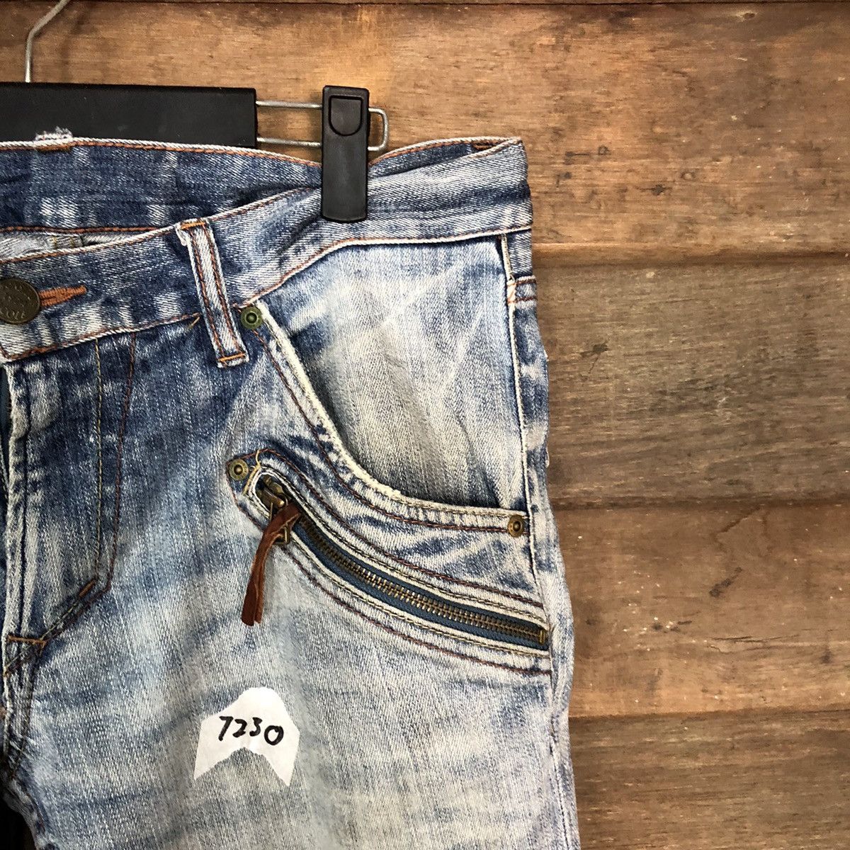 Japanese Brand Monsieur Nicole Blue Distressed Denim Pants #7330 Size 32" / US 10 / IT 46 - 5 Thumbnail