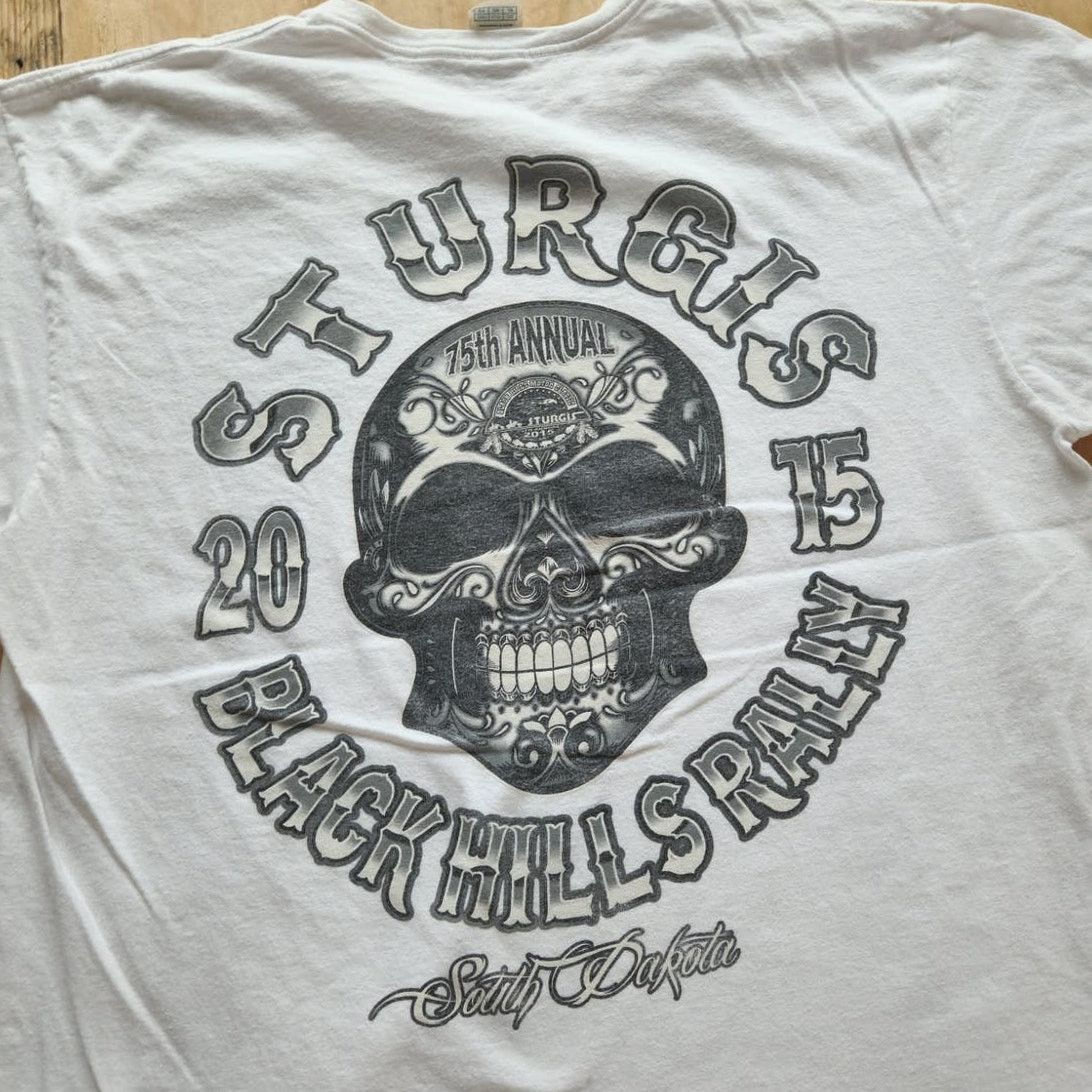 Harley Davidson Sturgis Black Hill Rally Biker HD Double Sided Skull Grunge Size US XL / EU 56 / 4 - 4 Thumbnail
