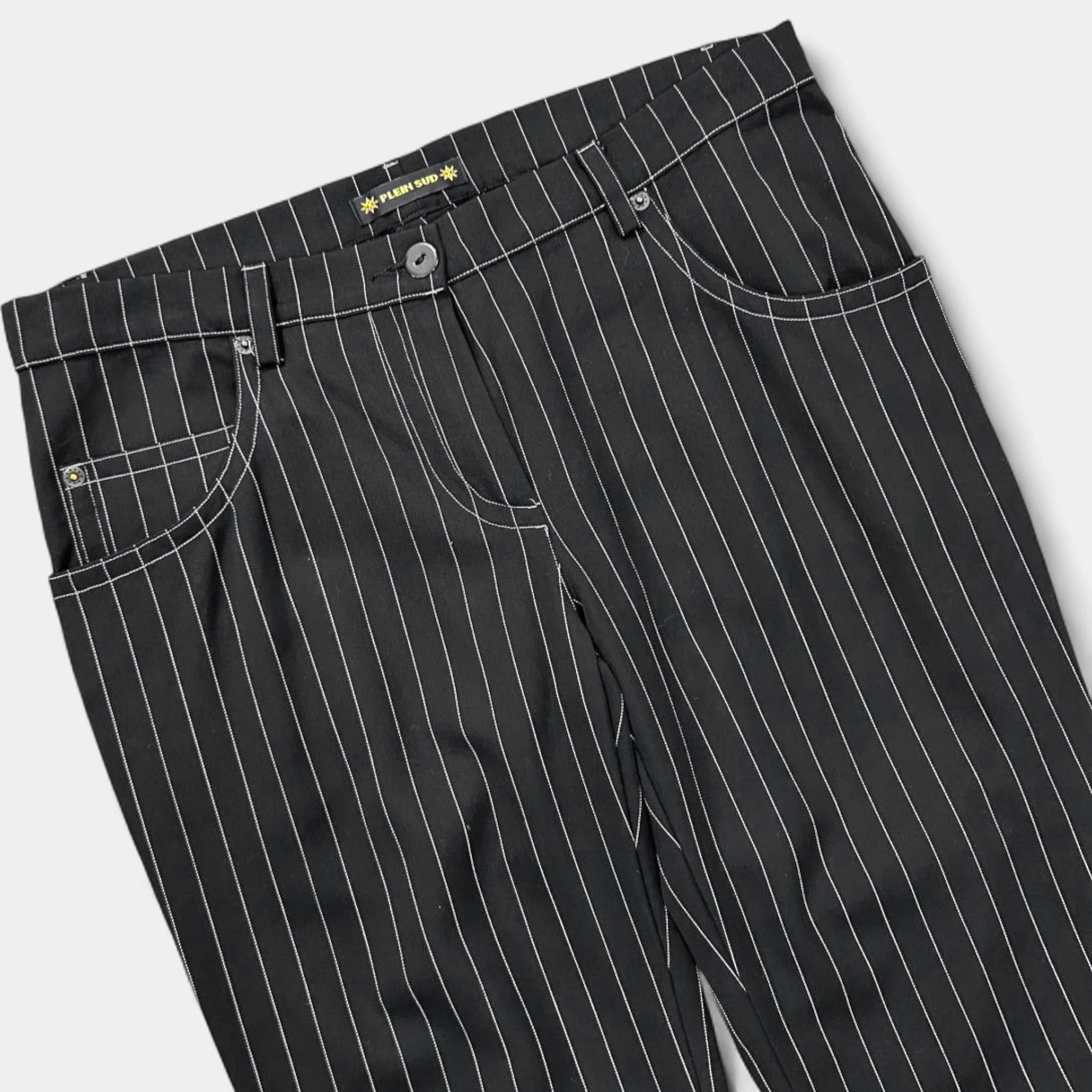 plein sud Plein Sud Black Striped Pants Size 30" / US 8 / IT 44 - 2 Thumbnail