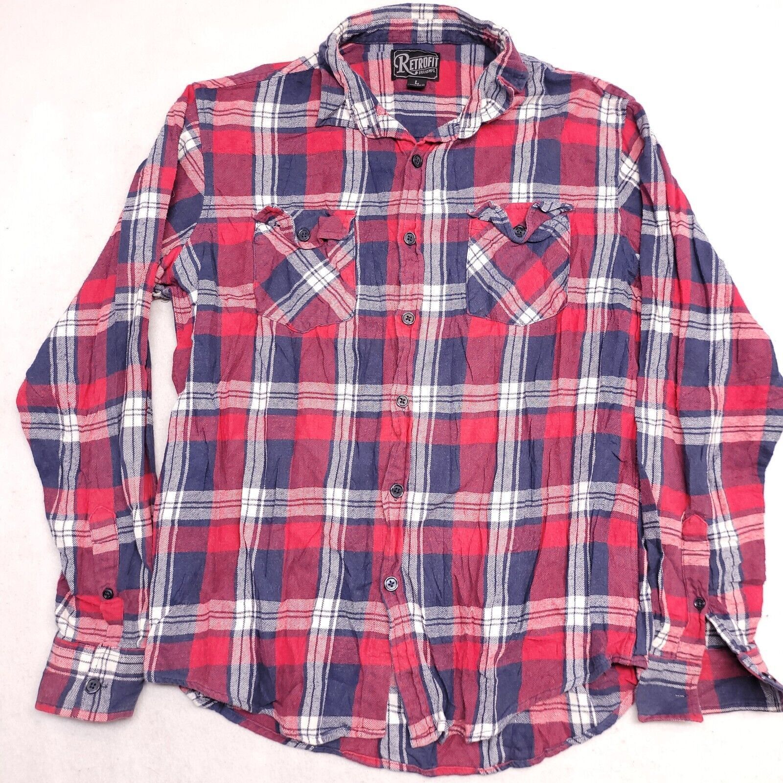 Retrofit Retrofit Madras Flannel Shirt Mens Size Large L Red Blue Size US L / EU 52-54 / 3 - 2 Thumbnail