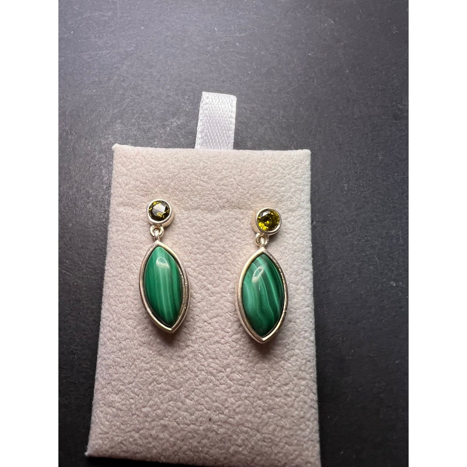 Other Malachite and olive CZ sterling silver earrings Size ONE SIZE - 2 Thumbnail