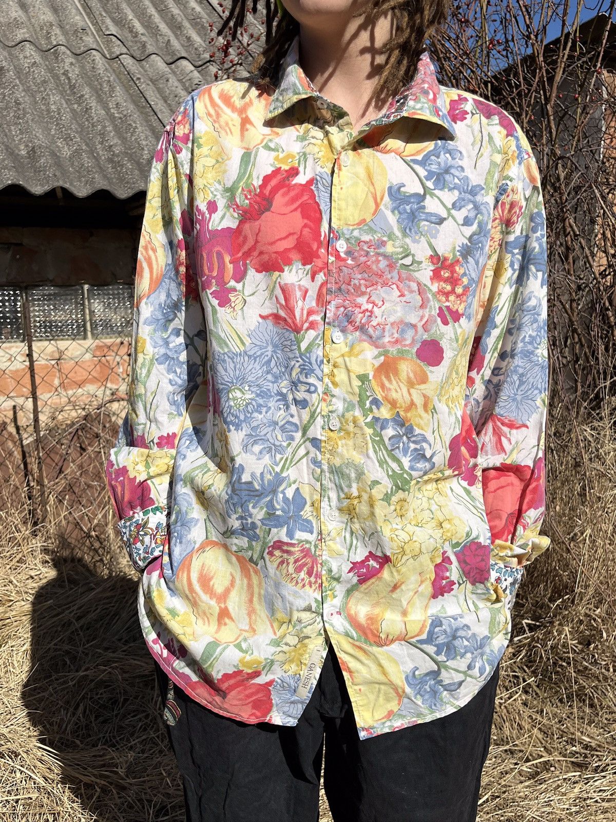 Vintage Ganesh Floral Boho Shirt Paisley Details Italy Size US XL / EU 56 / 4 - 2 Thumbnail