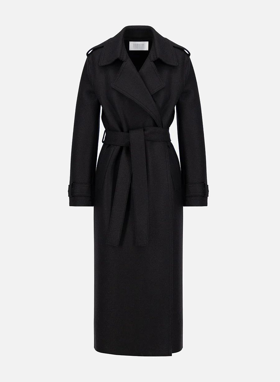 Harris Wharf London o1s22i1n1024 Pressed Wool Robe Coat in Black Size XS / US 0-2 / IT 36-38 - 1 Thumbnail