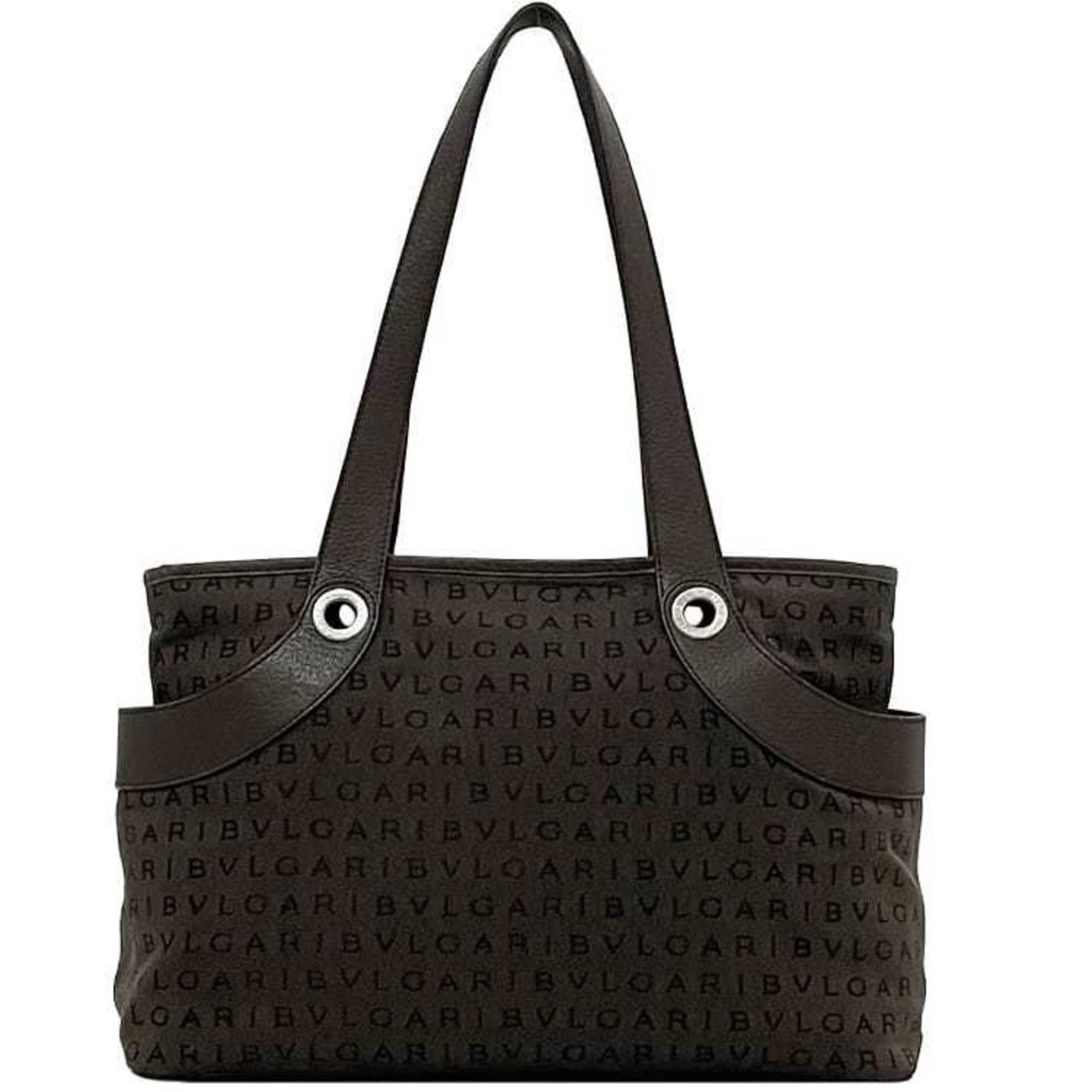 Bvlgari Tote Bag Lolita Ec-23120 Brown Mania Canvas Leather Bvlgari Women's Shoulder