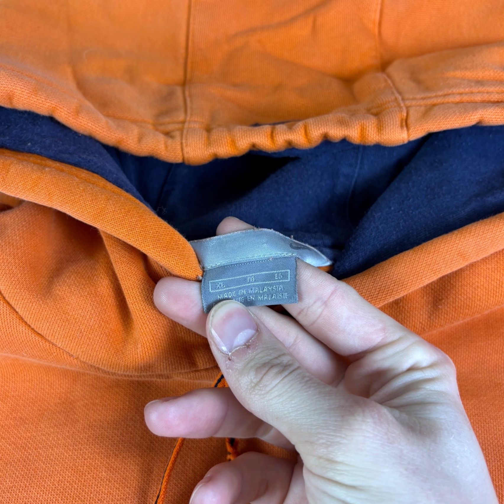 Nike Nike Vintage Spellout Hoodie Orange Navy XL Pullover Crew Neck Heavyweight Logo Embroidered Oversized Basketball Mens Size US XL / EU 56 / 4 - 6 Thumbnail