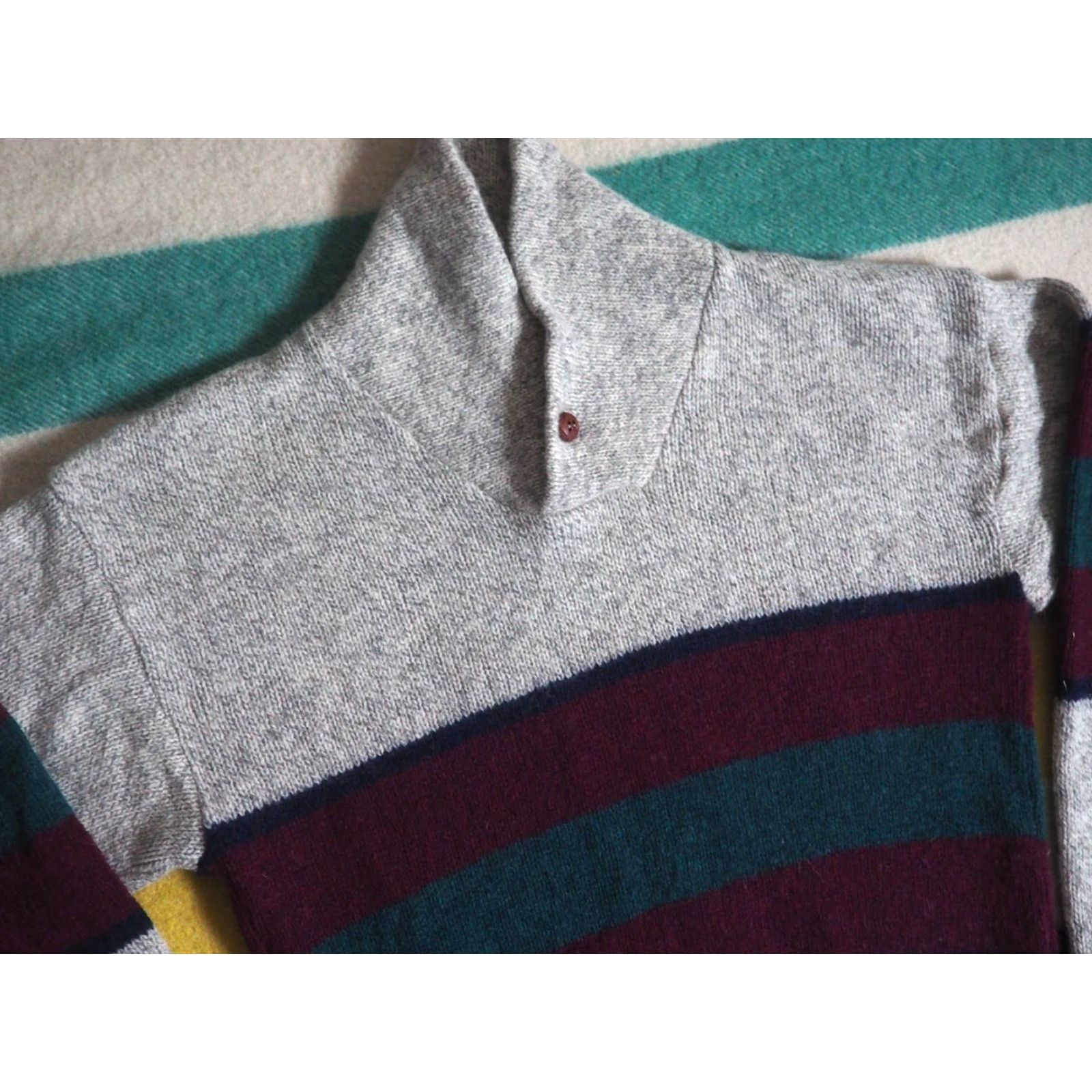 Vintage VINTAGE Atlantic Traders Wool Gray Striped Pullover Sweater M Men Size US M / EU 48-50 / 2 - 2 Thumbnail