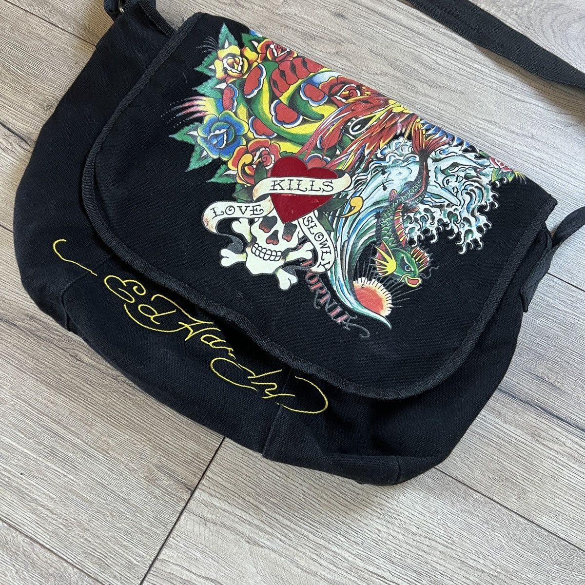 Christian Audigier × Ed Hardy × Vintage Ed Hardy Christian Audigier Vintage Y2k Rare Messenger Bag Size ONE SIZE - 2 Thumbnail