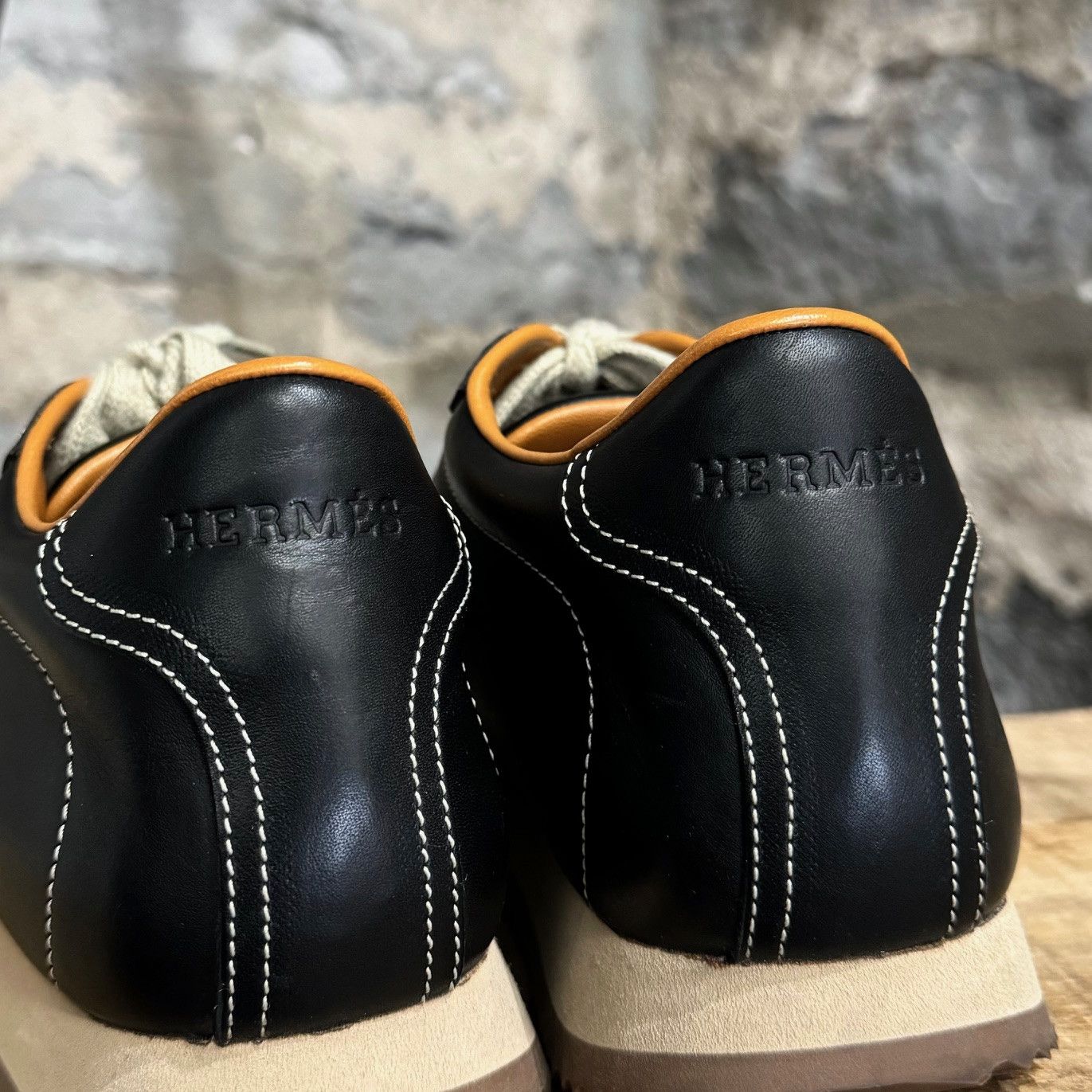 Hermes Hermès Black Leather Quick H Platform Sneakers Size US 10.5 / IT 40.5 - 5 Thumbnail