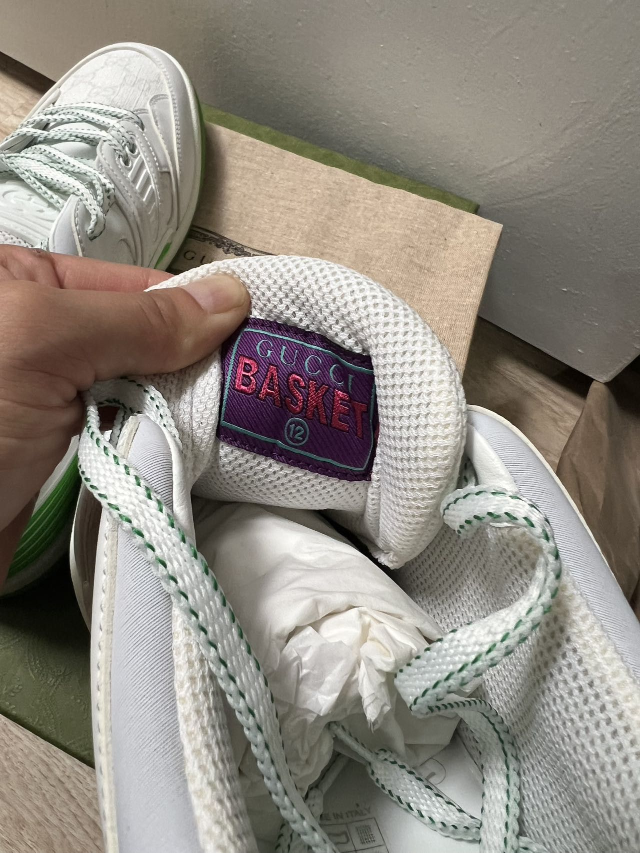 Gucci Gucci Basket Low White Demetra Green Size US 12.5 / EU 45-46 - 5 Thumbnail