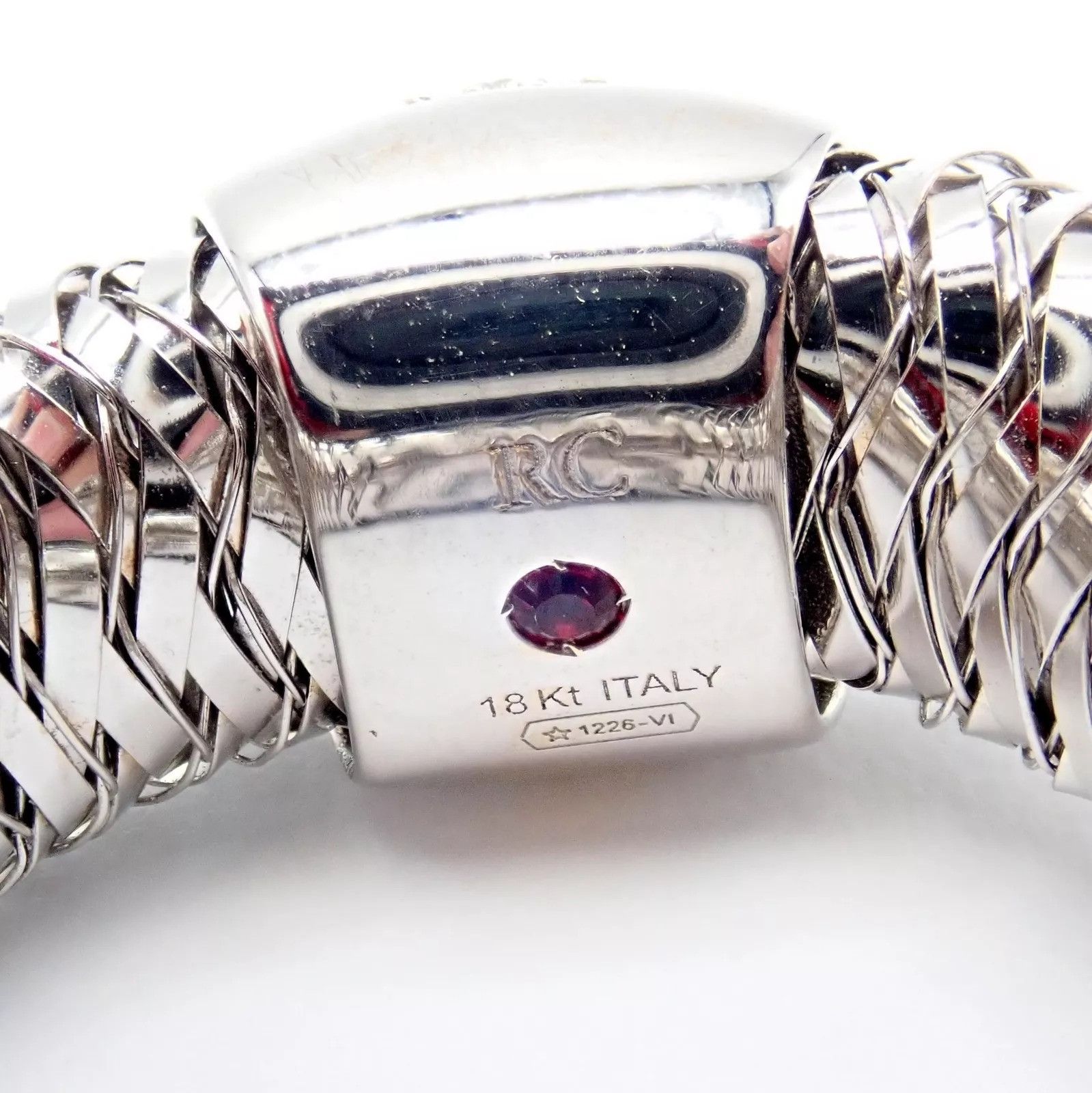 Vintage 18k White Gold Diamond Flexible 10mm Ring Size ONE SIZE - 3 Thumbnail