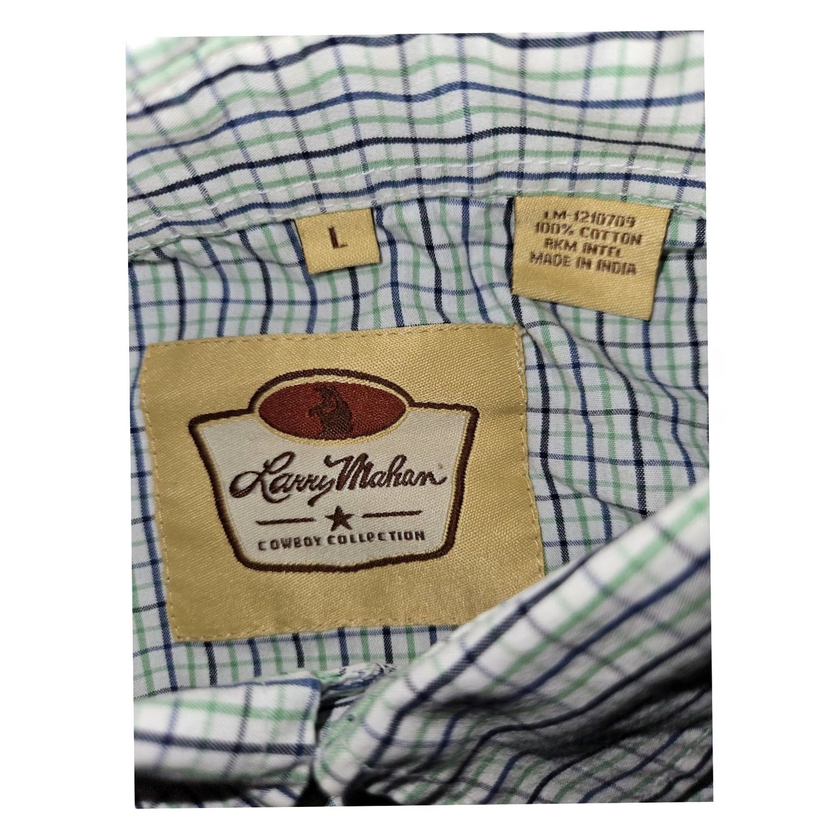 Vintage Larry Mahan Diamond Pearl Snap Long Sleeve Men Large Check Western Cowboy Shirt Size US L / EU 52-54 / 3 - 2 Thumbnail