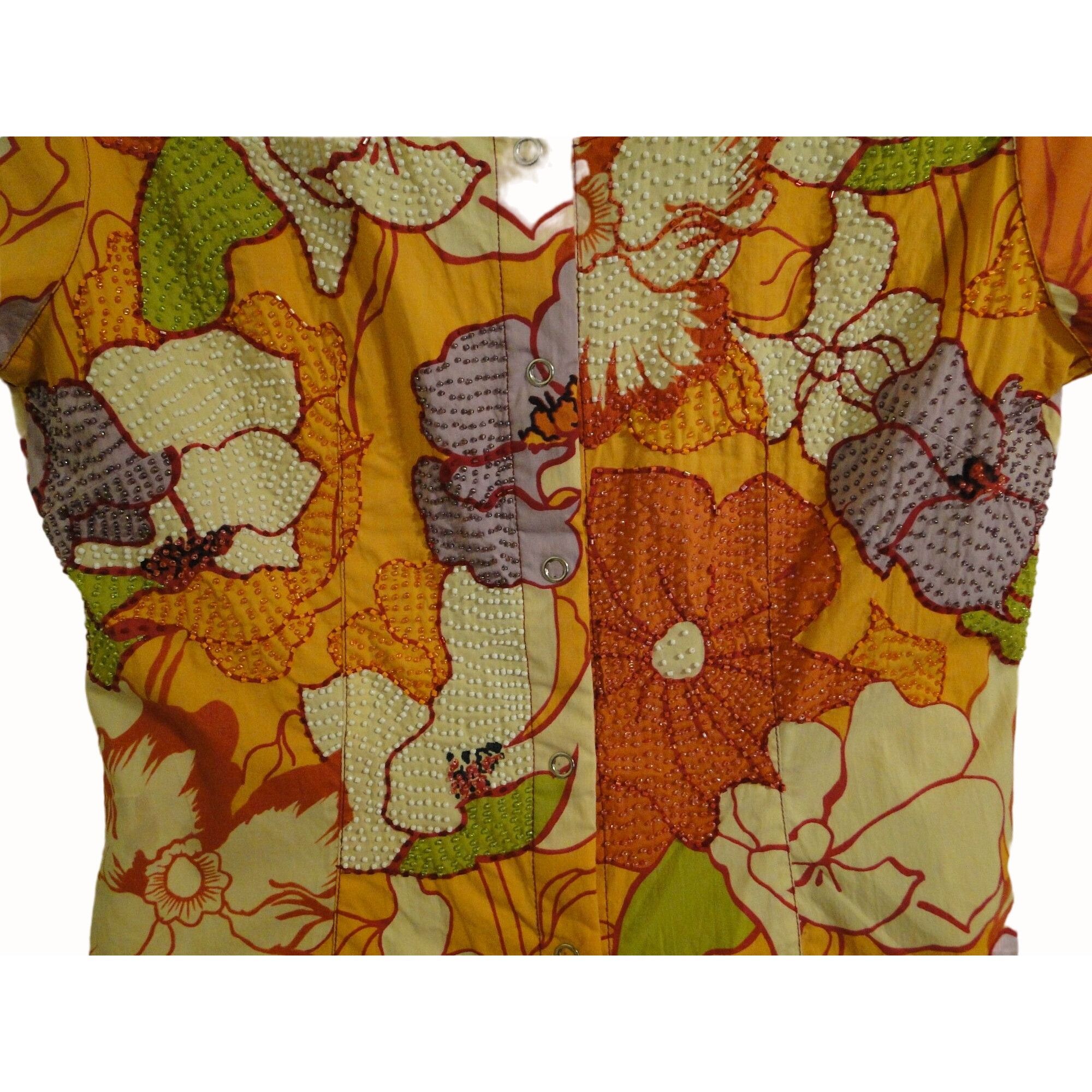 Globe-Trotter Globe Trotter Bali Top Skirt Set XL L Orange Beaded Snap Ruf Size XL / US 12-14 / IT 48-50 - 9 Thumbnail