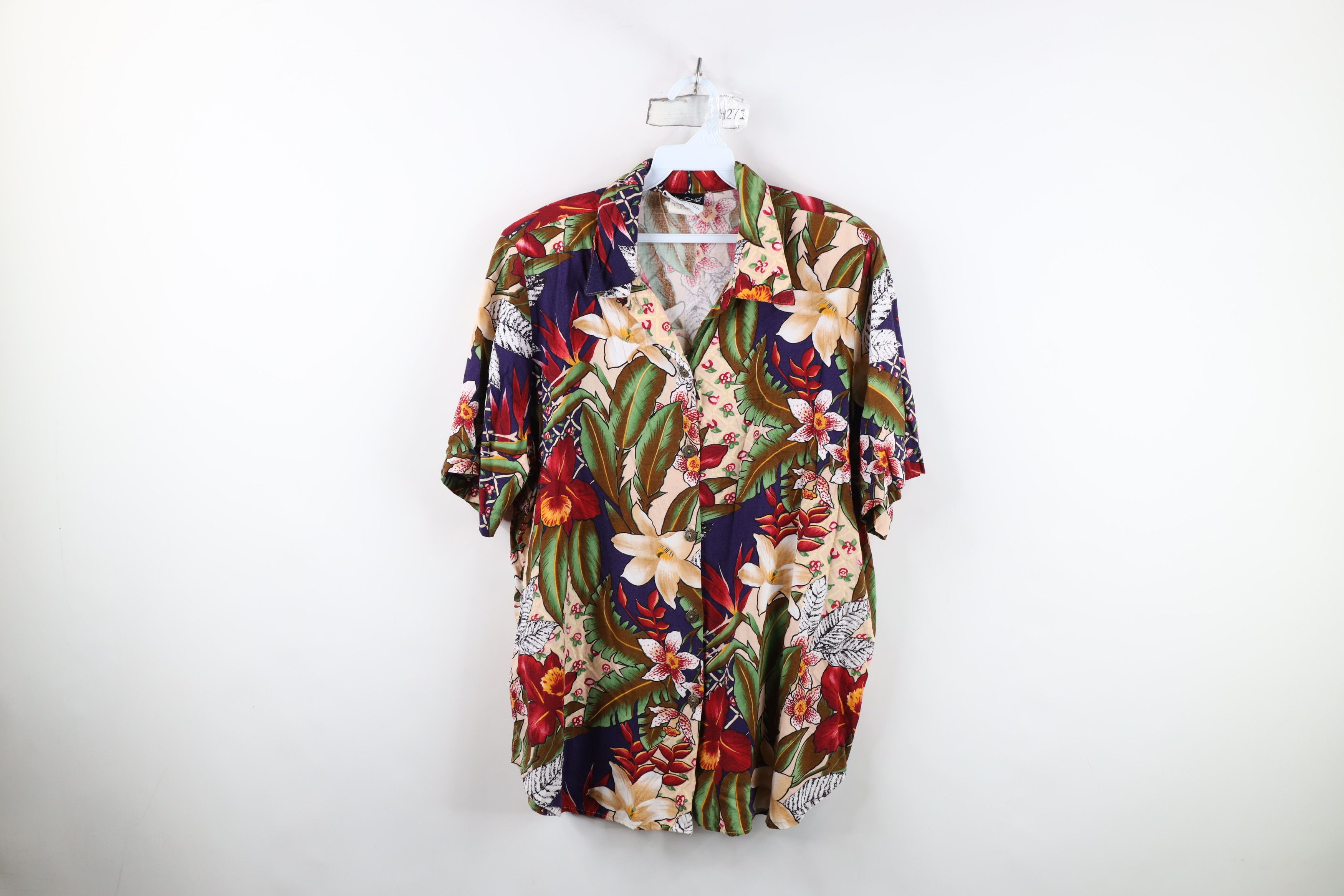Vintage Vintage 90s Streetwear Flower Hawaiian Button Shirt USA Size L / US 10 / IT 46 - 1 Thumbnail