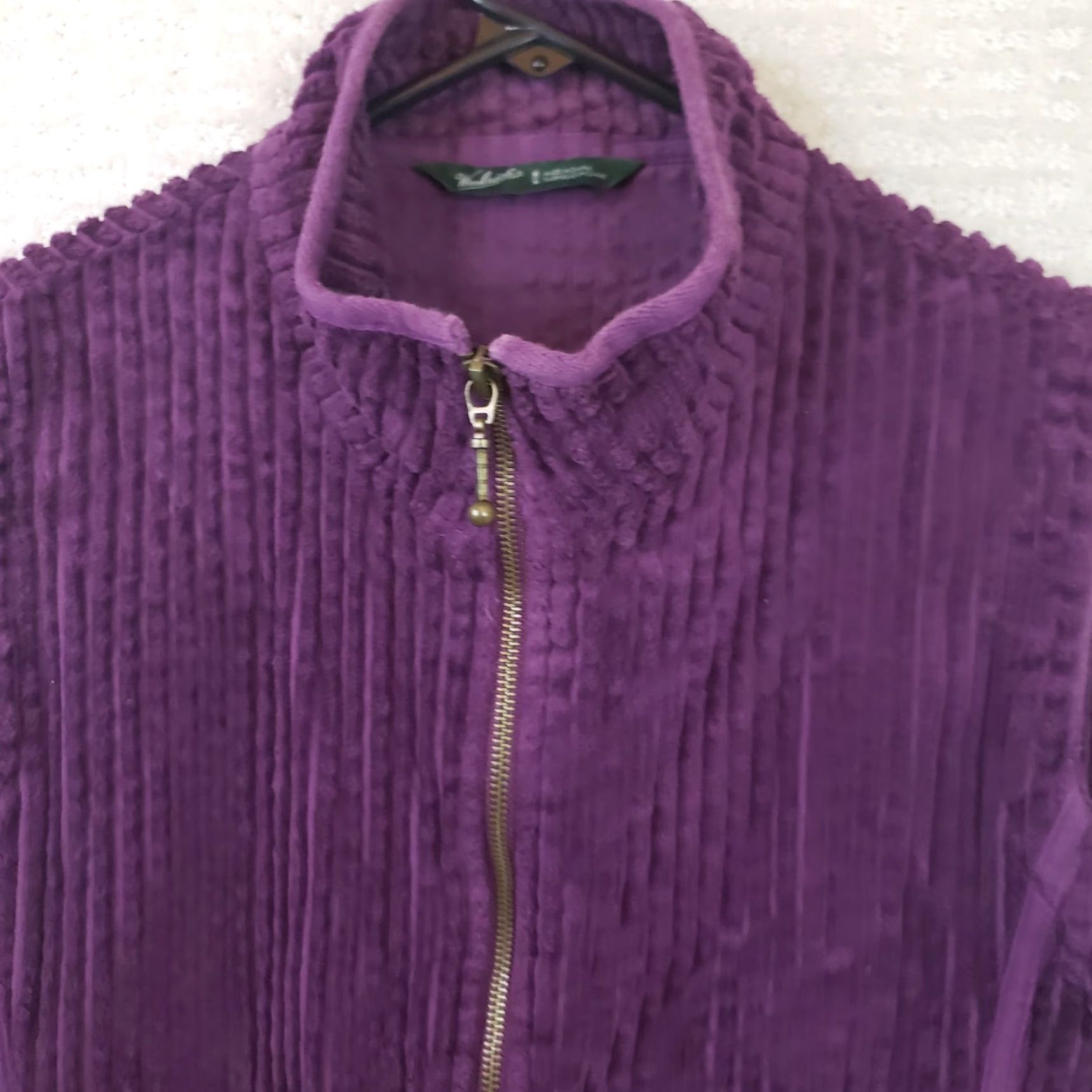 Vintage Woolrich Women's M Purple Full Zip Vest Cotton 100% Machine Washable Zip Pockets Sleeveless Cabled Lightweight Casual Workwear Size M / US 6-8 / IT 42-44 - 3 Thumbnail