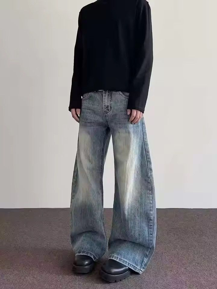 Jean Retro Style Washed Y2k Straight Flared Jeans Trousers Size US 29 - 2 Thumbnail