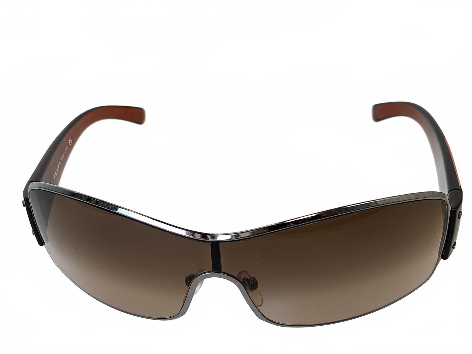 Prada Prada SPS 52E Sunglasses Italy Linea Rossa Face Shield Brown Size ONE SIZE - 4 Thumbnail