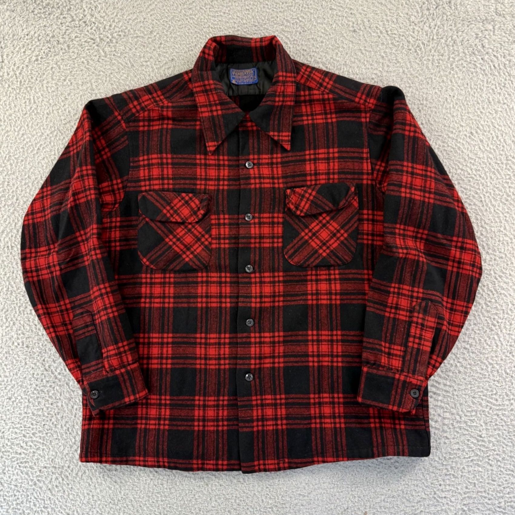 Pendleton VINTAGE Pendleton Shirt Womens Large Red Plaid 90s Wool Loop Collar Button Up Size L / US 10 / IT 46 - 2 Thumbnail