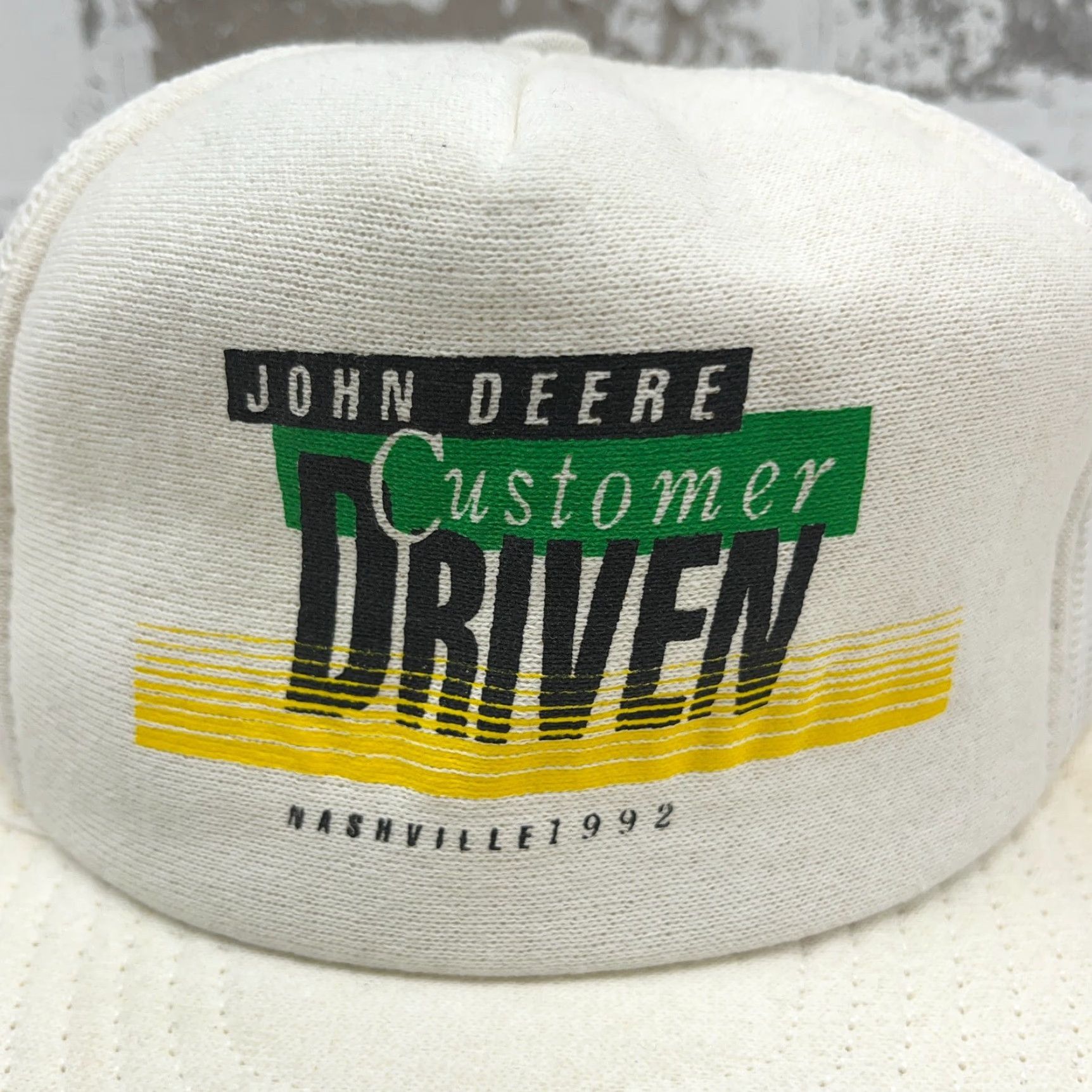 Vintage VINTAGE John Deere Trucker Hat Cap Snap Back Men One Size White Cotton Twill Adjustable 80s 90s USA Farm Logo Outdoors advertising Size ONE SIZE - 3 Thumbnail